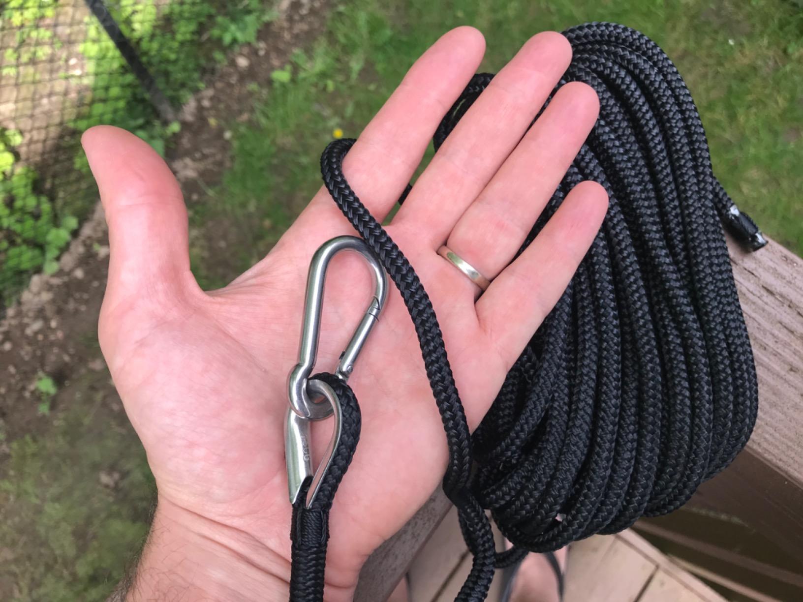 RainierSupplyCo Boat Anchor Rope - Double Braided Marine Rope Anchor Line - 50ft Nylon Boating Line with 316 Stainless Steel Thimble customer photo 2