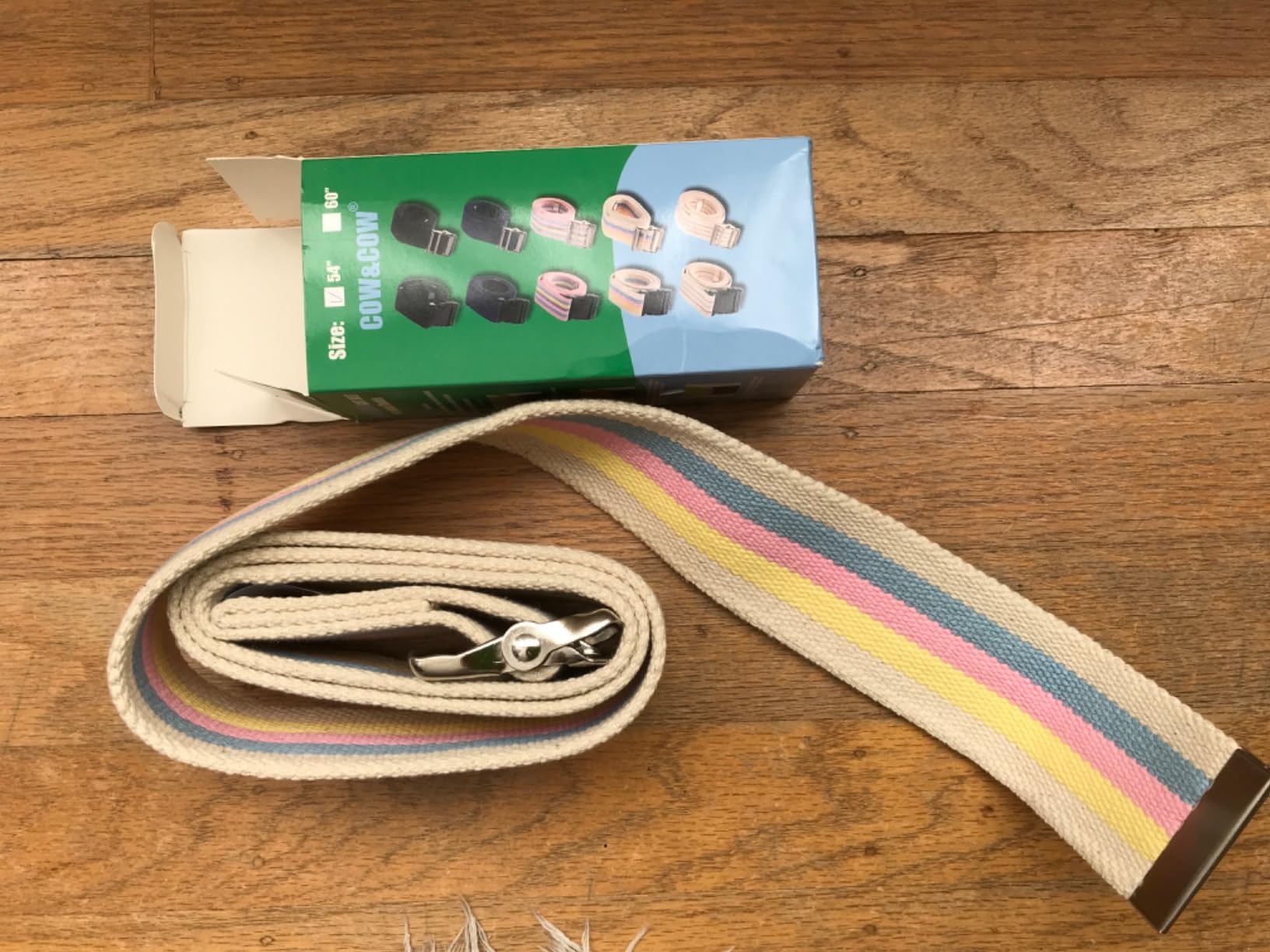 COW&COW Transfer and Gait Belt with Metal Buckle - Transfer Walking and Standing Assist Aid for Caregiver Nurse Therapist 2 inches (Beige with Stripes, 60