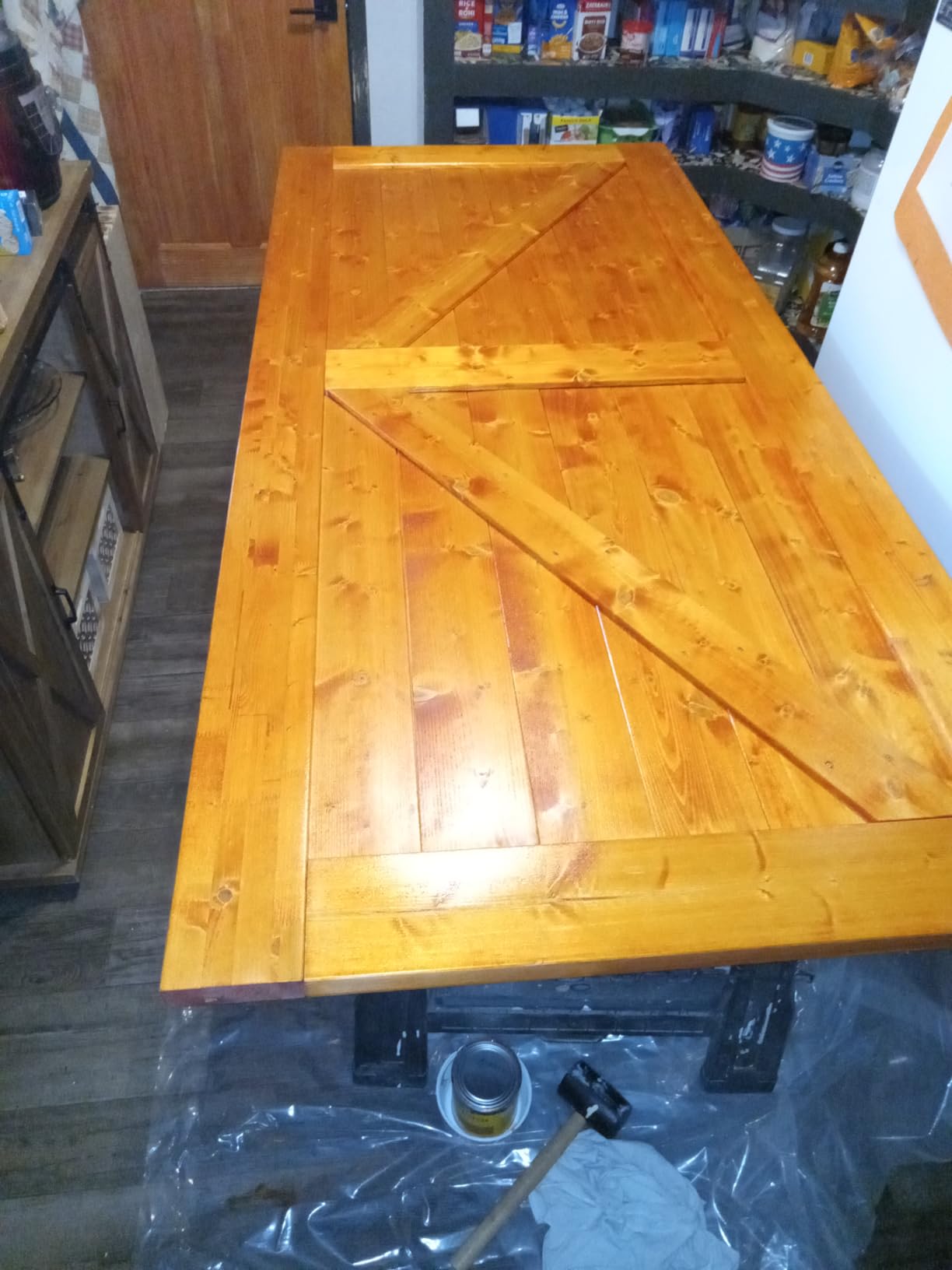 SmartStandard 36in x 84in Sliding Barn Wood Door Pre-Drilled Ready to Assemble, DIY Unfinished Solid Spruce Wood Panelled Slab, Interior Single Door Only, Natural, K-Frame (Fit 6FT-6.6FT Rail) customer photo 2