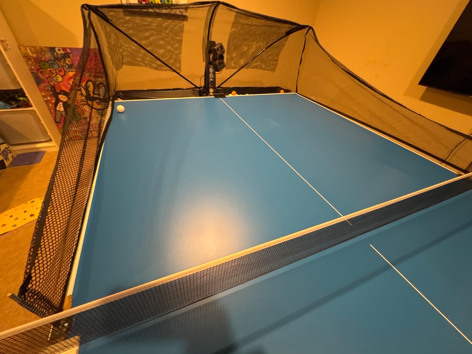 Suz S201 Table Tennis Robot with Machine Recycling net and 200 Balls | easy to assemble, Lots of options for spin, speed and oscillation, with machine recycling net, don't need to pick up balls customer photo 1