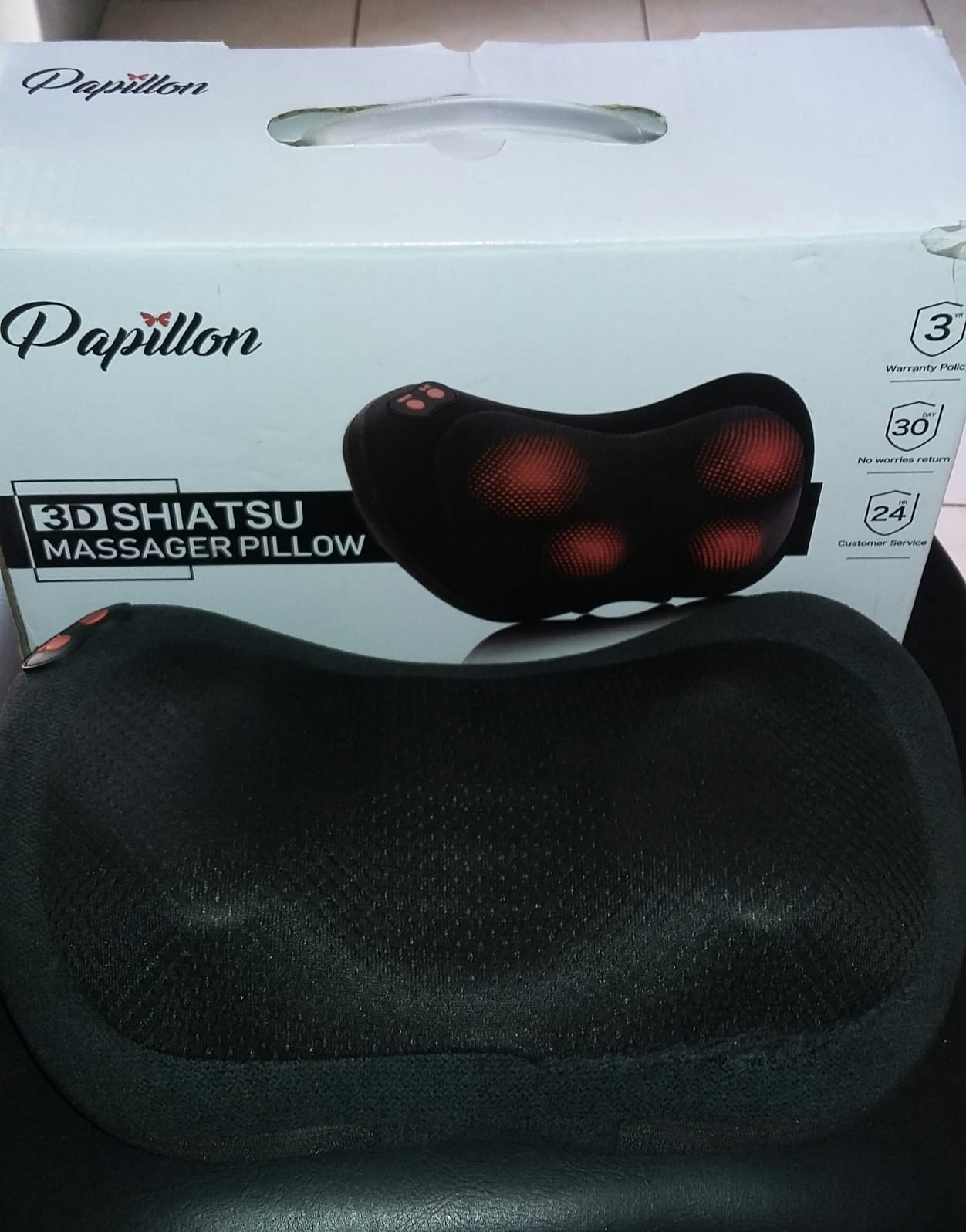 Papillon Back Massager with Heat, Shiatsu Deep Tissue Massage for Neck, Shoulder, Upper & Lower Back Pain Relief, Electric Kneading 3D Massager Pillow,Gifts for Women,Men,Mother,Her (Gray) customer photo 1