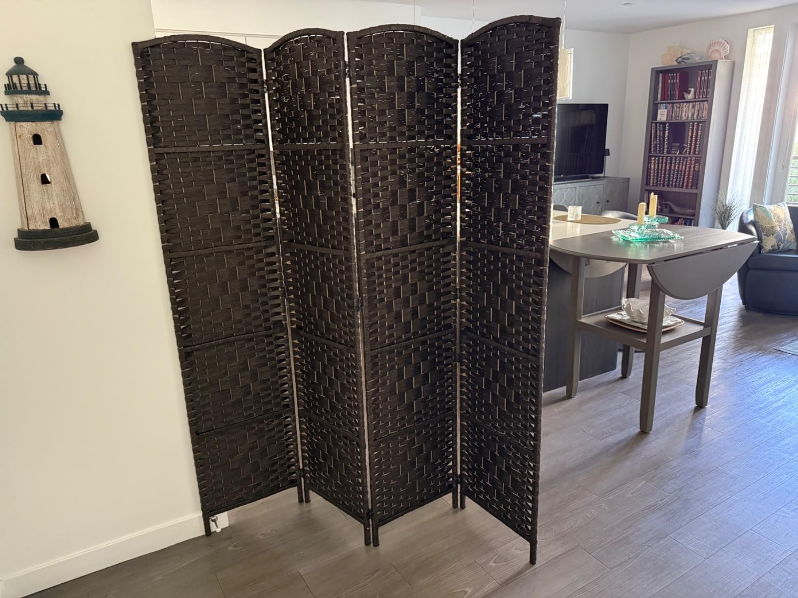 RHF Room Divider Panel, 4 Panel Partition Room Dividers Screen, Dark Mocha | 16in Privacy Screen Panel, 6ft Tall Temporary Wall Divider, Room Separation, Foldable Partition, Room Dividers, Space Separator customer photo 2
