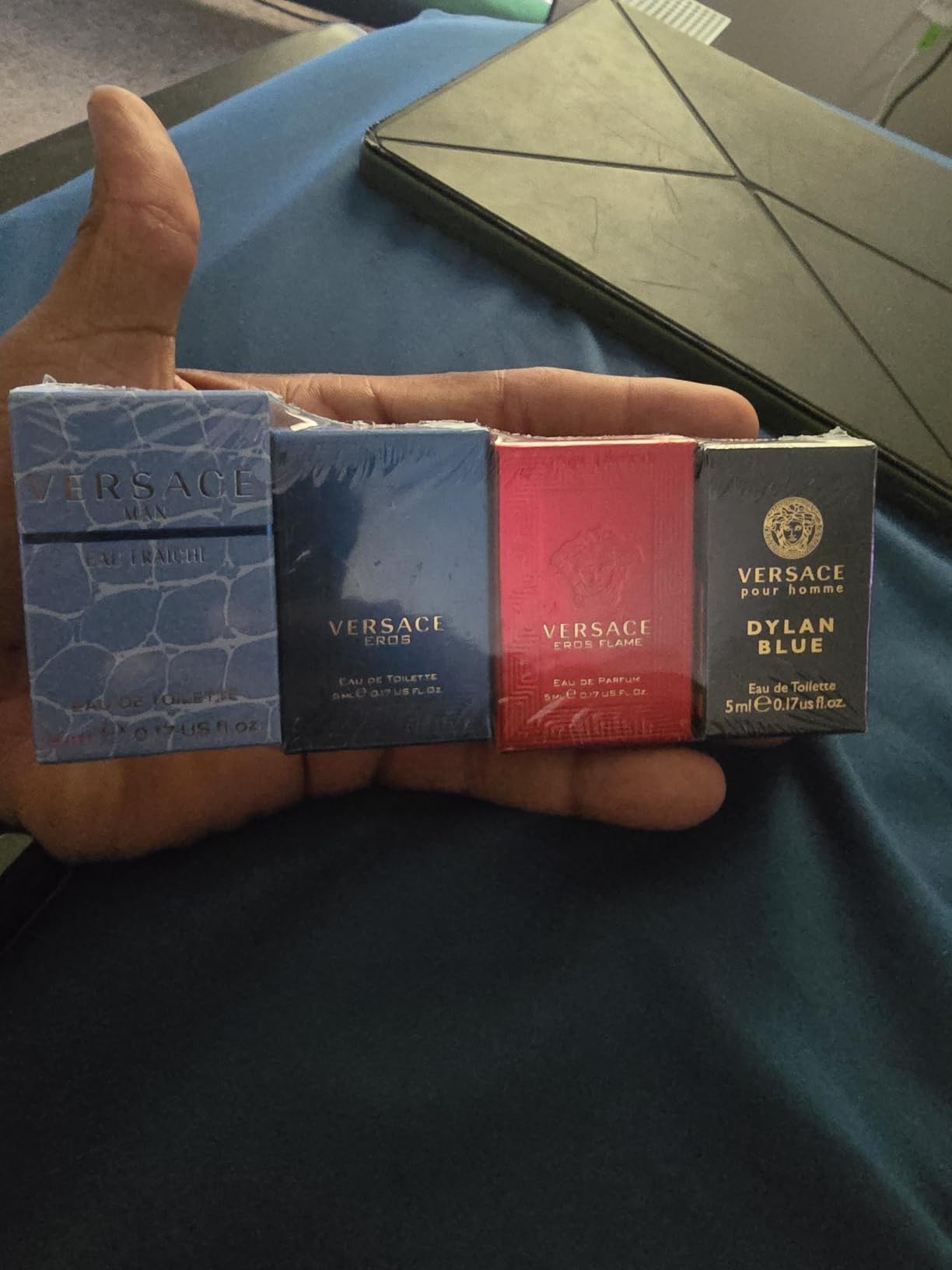 Versace 4 Piece Mini Gift Set for Men | Eau Fraiche & Eros Flame, Travel Size Fragrance Sampler, EDT & EDP Splash Bottles, Designer Perfume Collection for Him customer photo 2