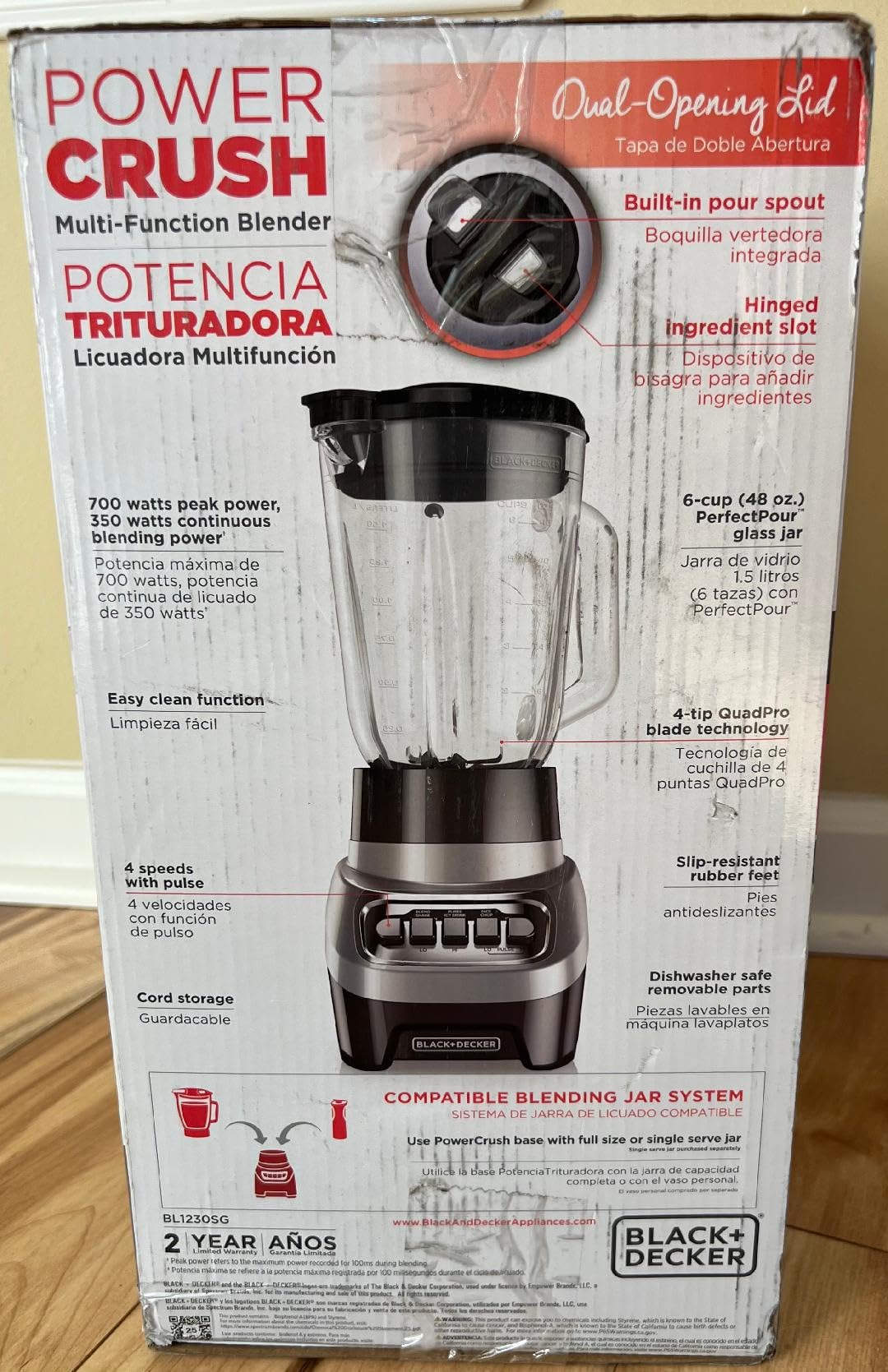 BLACK+DECKER PowerCrush Multi-Function Blender with 6-Cup Glass Jar, 4 Speed Settings, Silver customer photo 2