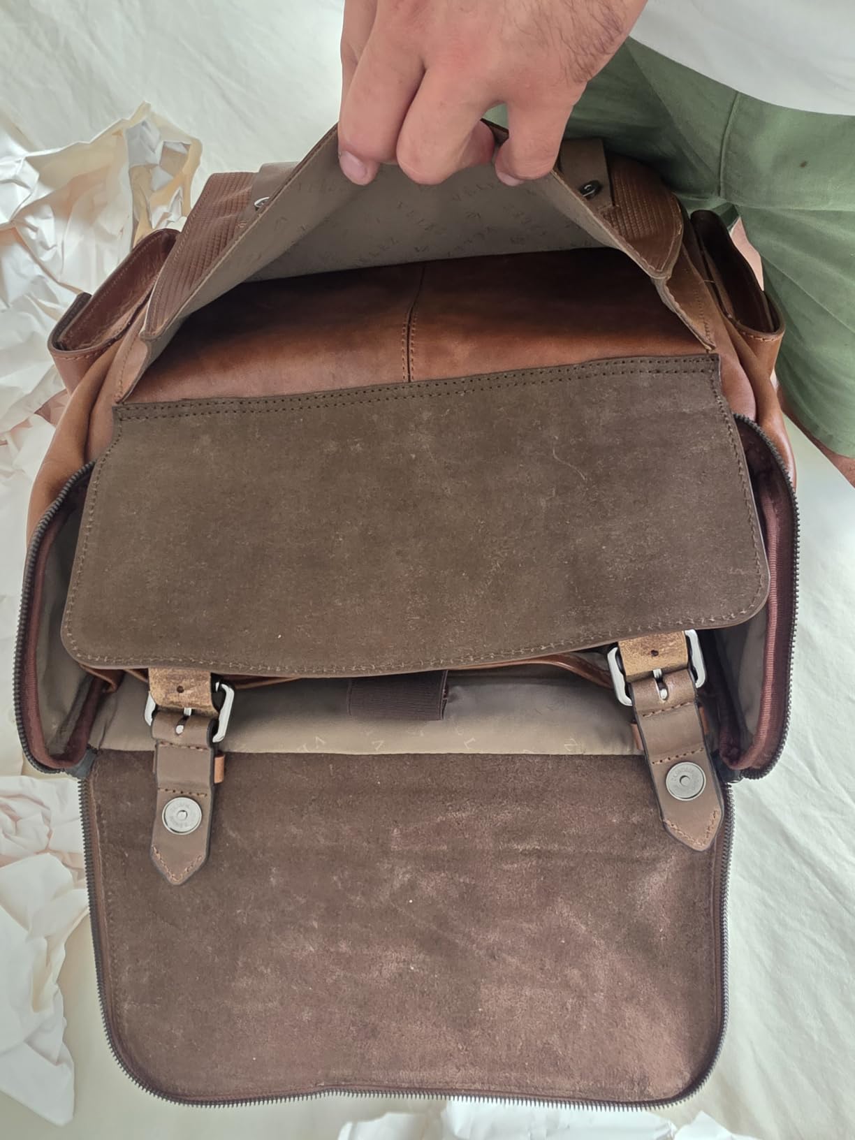 VELEZ Leather Backpack for Men 14 Inch Laptop Bag Brown Genuine Travel Pack Handmade Business Computer Carry Rucksack customer photo 2