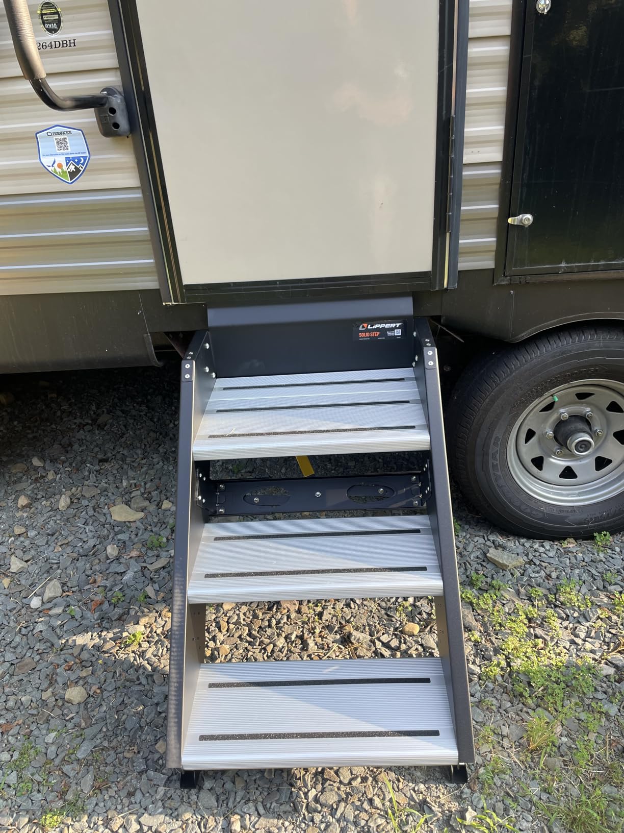 Lippert Components - 791572 Solid Step Triple Step for RV and Travel Trailer Entry Doorway Black 26-inch customer photo 1