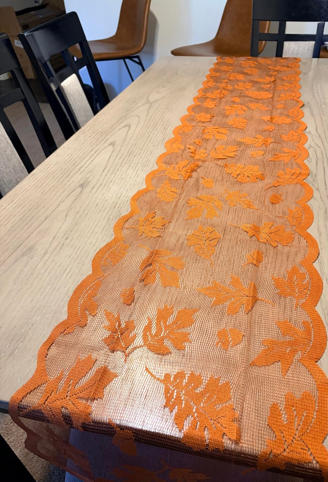 Fall Table Runner Fall Decorations for Home 13 x 72 Inch Maples Leaves Lace | Fall Decor Orange Runners Thanksgiving Table Runner Autumn Harvest Thanksgiving Decorations for Table Kitchen Dining Party customer photo 1