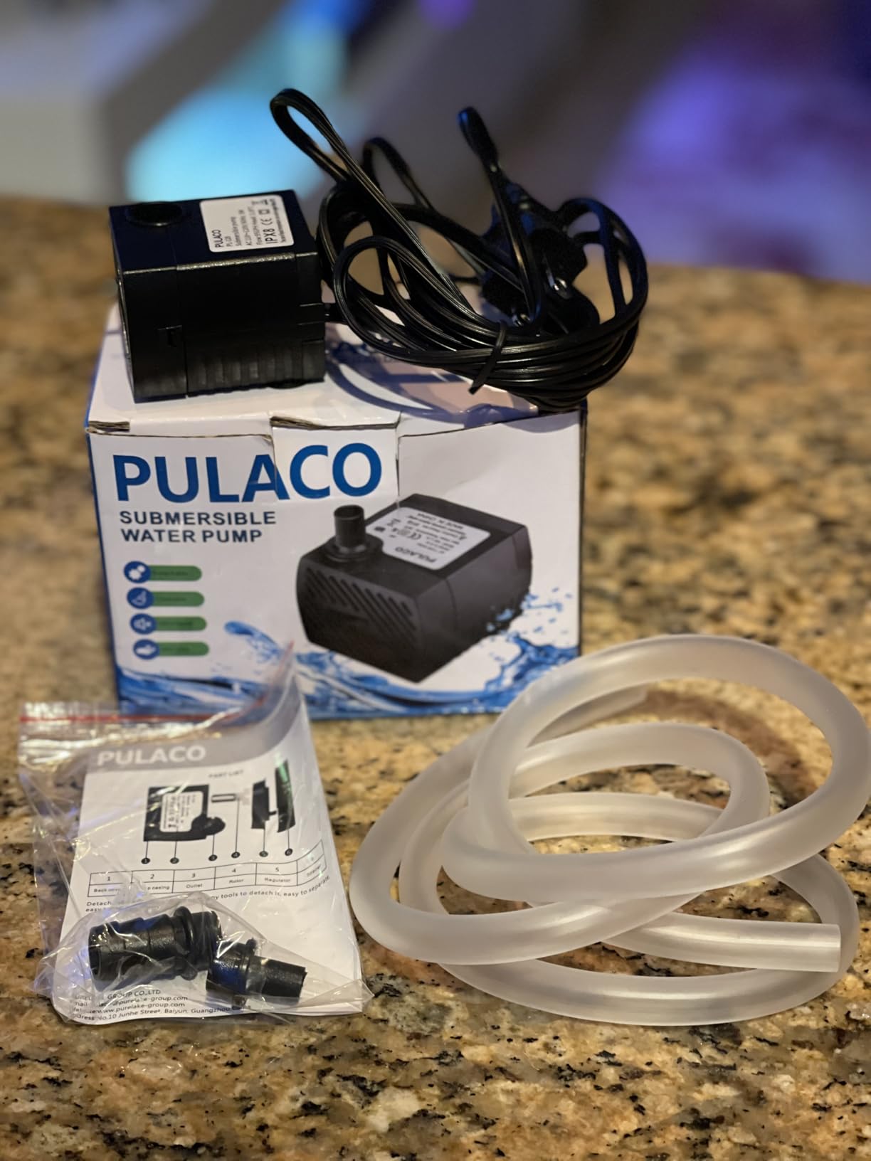 PULACO 95GPH 5W Mini Water Pump with 3.3 ft Tubing | Submersible Pump for Aquarium Fish Tank, Indoor and outdoor fountain, Pet fountain, Long service life customer photo 1