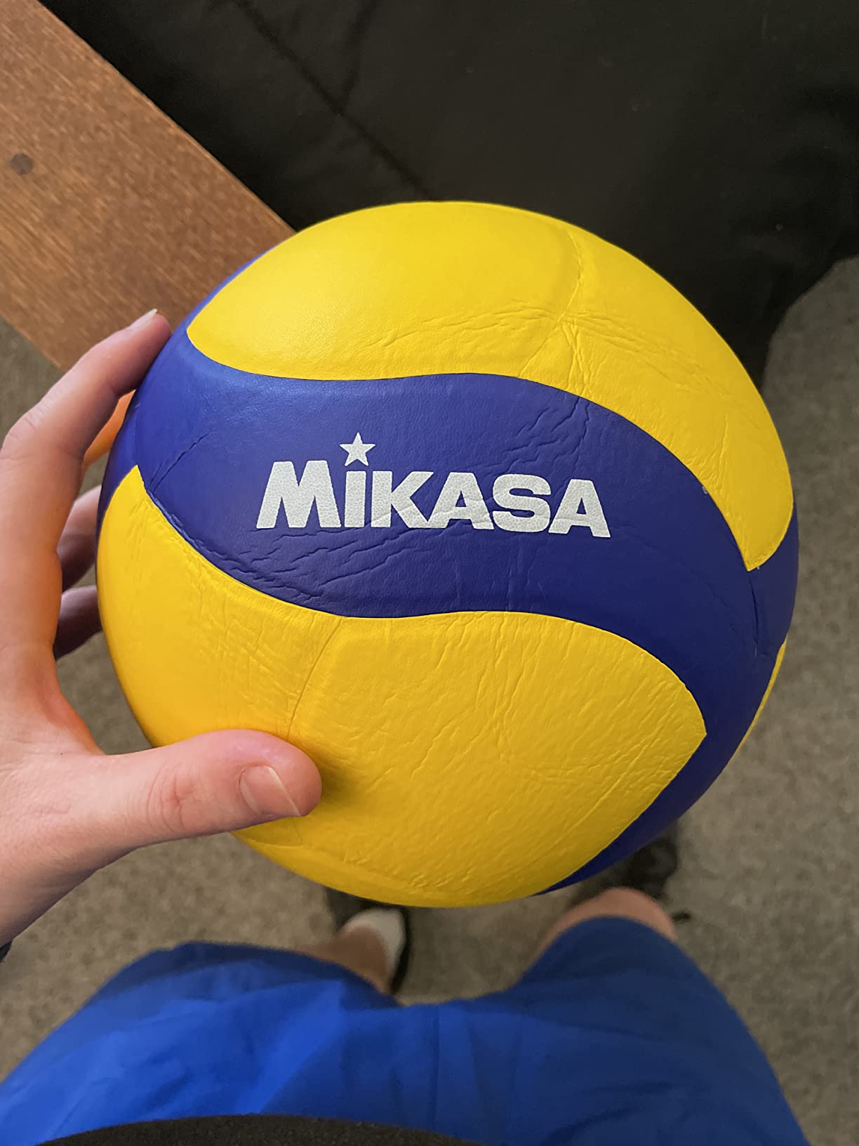 Mikasa V330W Competition Club Indoor Game Volleyball, Blue/Yellow customer photo 1