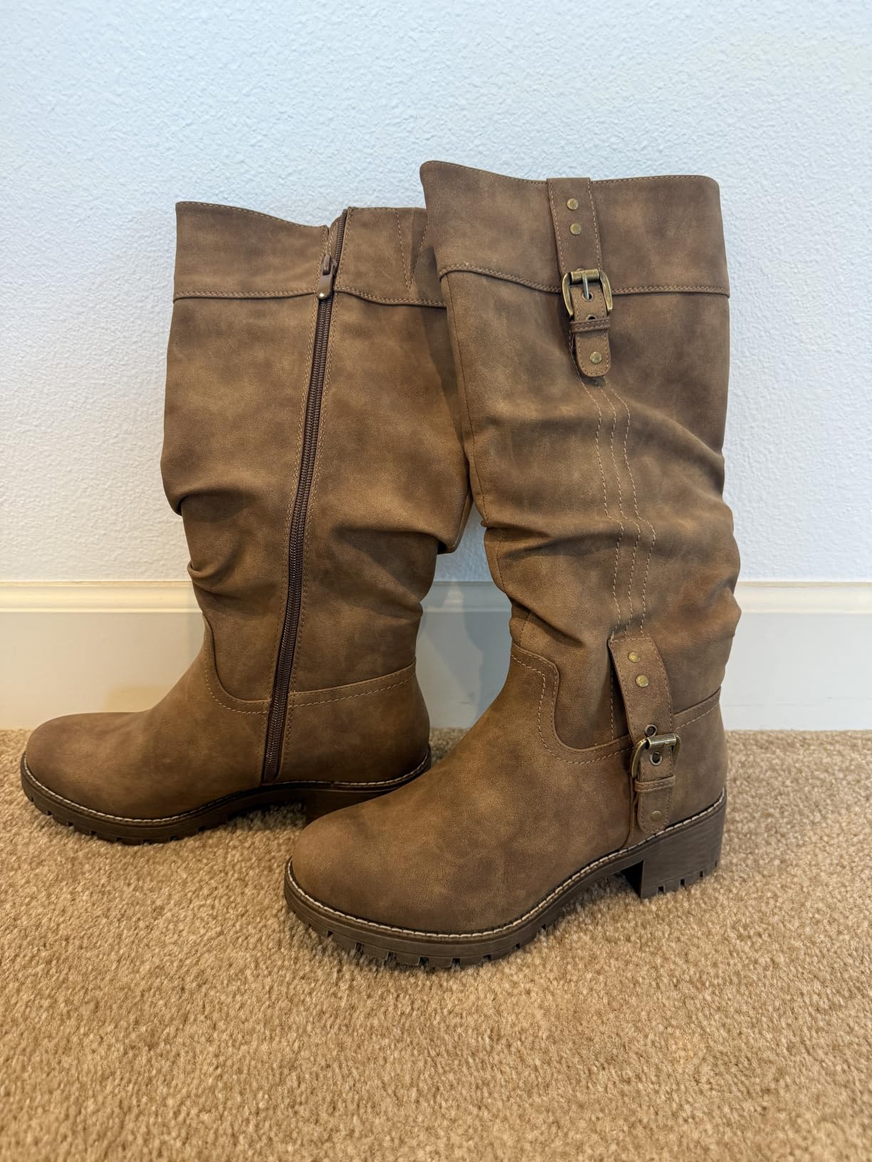 GLOBALWIN Women's Chunky Low Heels Boots Knee High Boots For Women customer photo 1