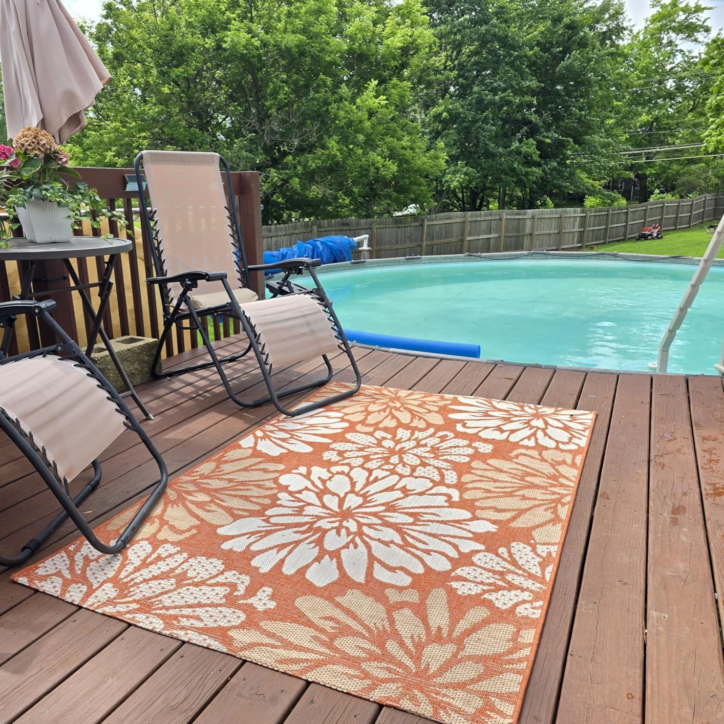 JONATHAN Y Floral Textured Weave Indoor Outdoor Area Rug 8X10 Navy/Green, Zinnia Modern for Backyard, Patio, Porch, Easy-Cleaning, High Traffic, Pet-Friendly, Non-Shedding (SMB110B-8) customer photo 2