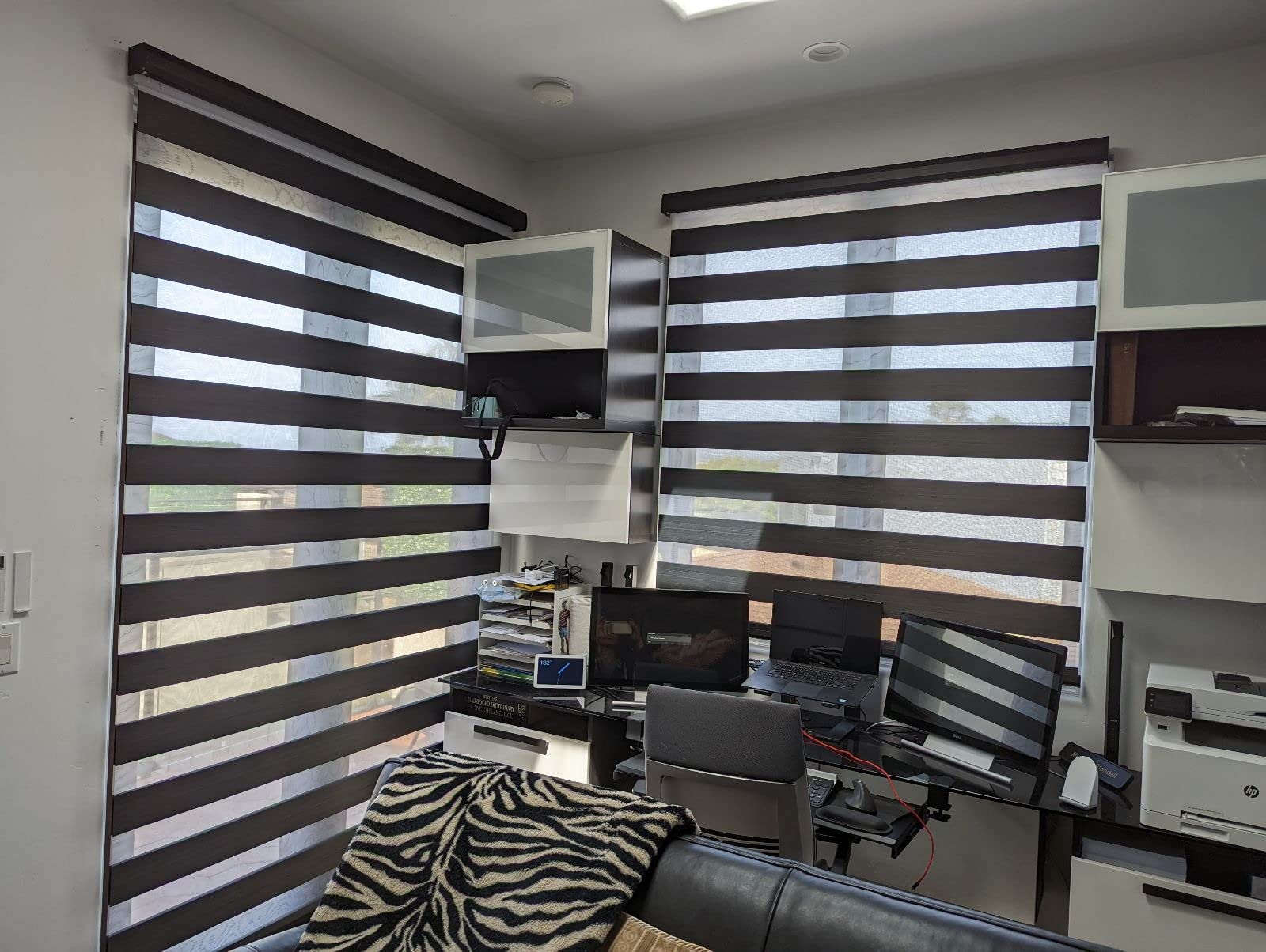 Graywind Motorized Zebra Blinds for Windows, Blackout Smart Blinds with Remote Control, Dual Layer Custom Zebra Shades Work with Alexa, Google Home, Apple Homekit, Classic White customer photo 2