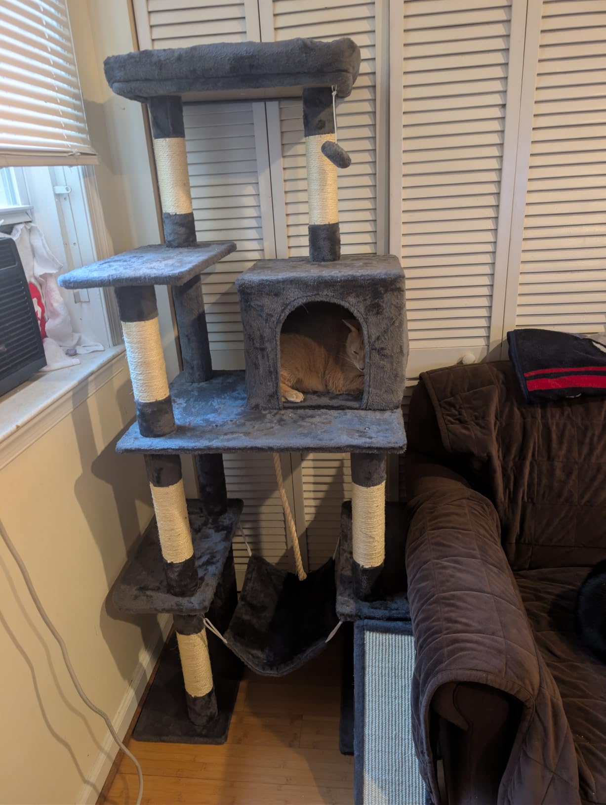 Yaheetech 63in Sturdy Large Cat Tree for Indoor Heavy Cats, Tall Tower | Plush condo, hammock, sisal scratching posts, multi-pet friendly, easy to assemble, stable wide base customer photo 2