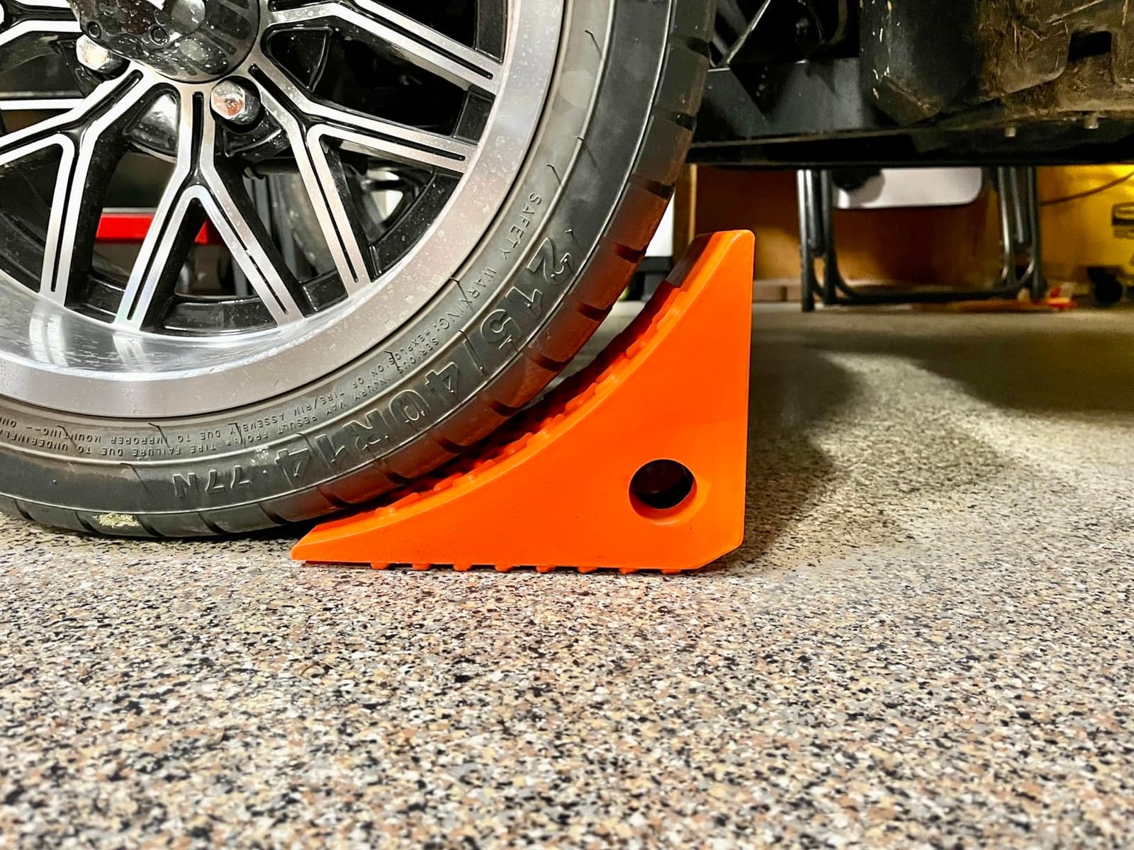 SECURITYMAN Heavy Duty Wheel Chocks (2 Pack) - Durable, Non-Slip, Solid Rubber Wheel Chocks for Boat Trailers, RV, Truck, Camper - Perfect on All Surfaces and in All Weather - Orange customer photo 2