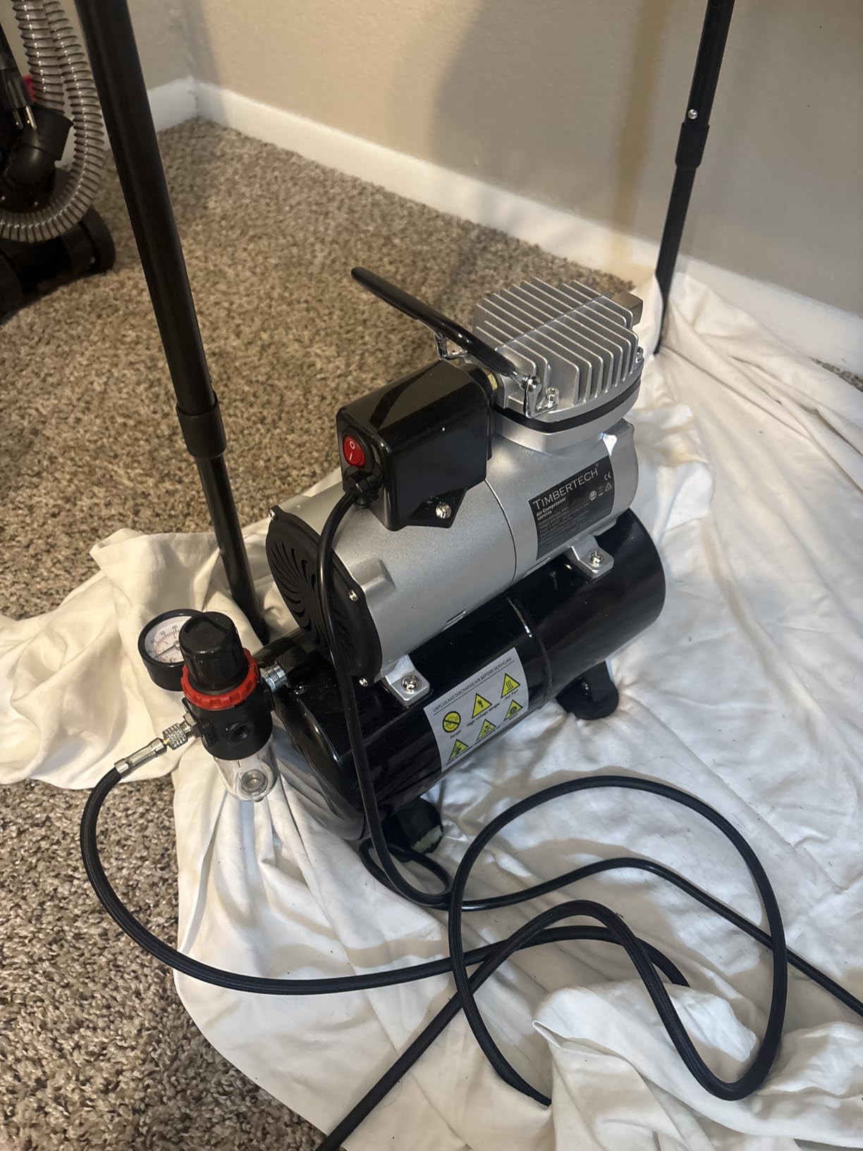 Timbertech Upgraded Airbrush Single-Piston Oil-free Mini Compressor ABPST08 with Cooling Fan, 3L Tank, Regulator, Moisture trap customer photo 1