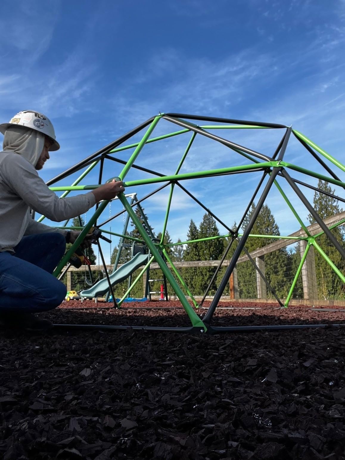 Lifetime 90951 Geometric Dome Climber Jungle Gym, 5.5' High x 11' Wide, Mantis Green & Bronze, 66-Inch customer photo 1