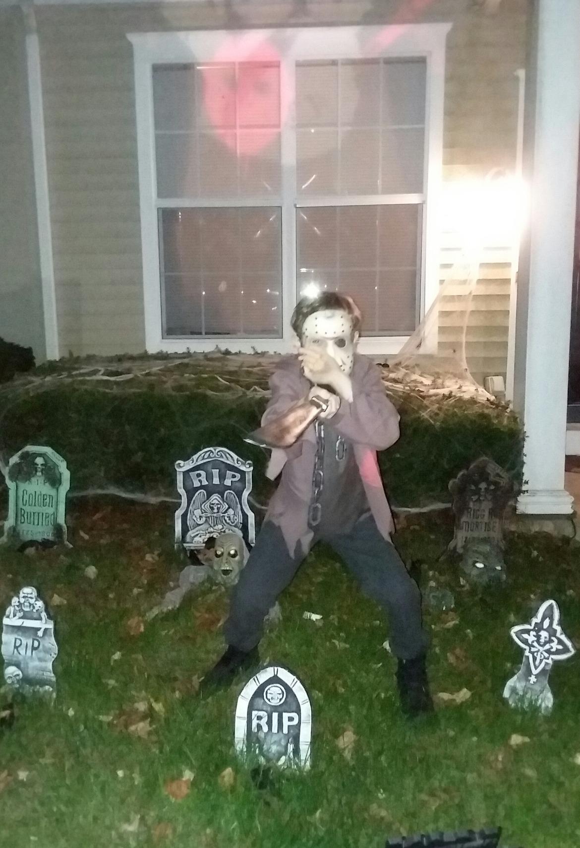JOYIN Zombie Halloween Decoration Outdoor Groundbreaker Scary Halloween Graveyard Decor with Sound and Flashing Eyes for Yard Garden, Outside Lawn Haunted House Prop customer photo 1