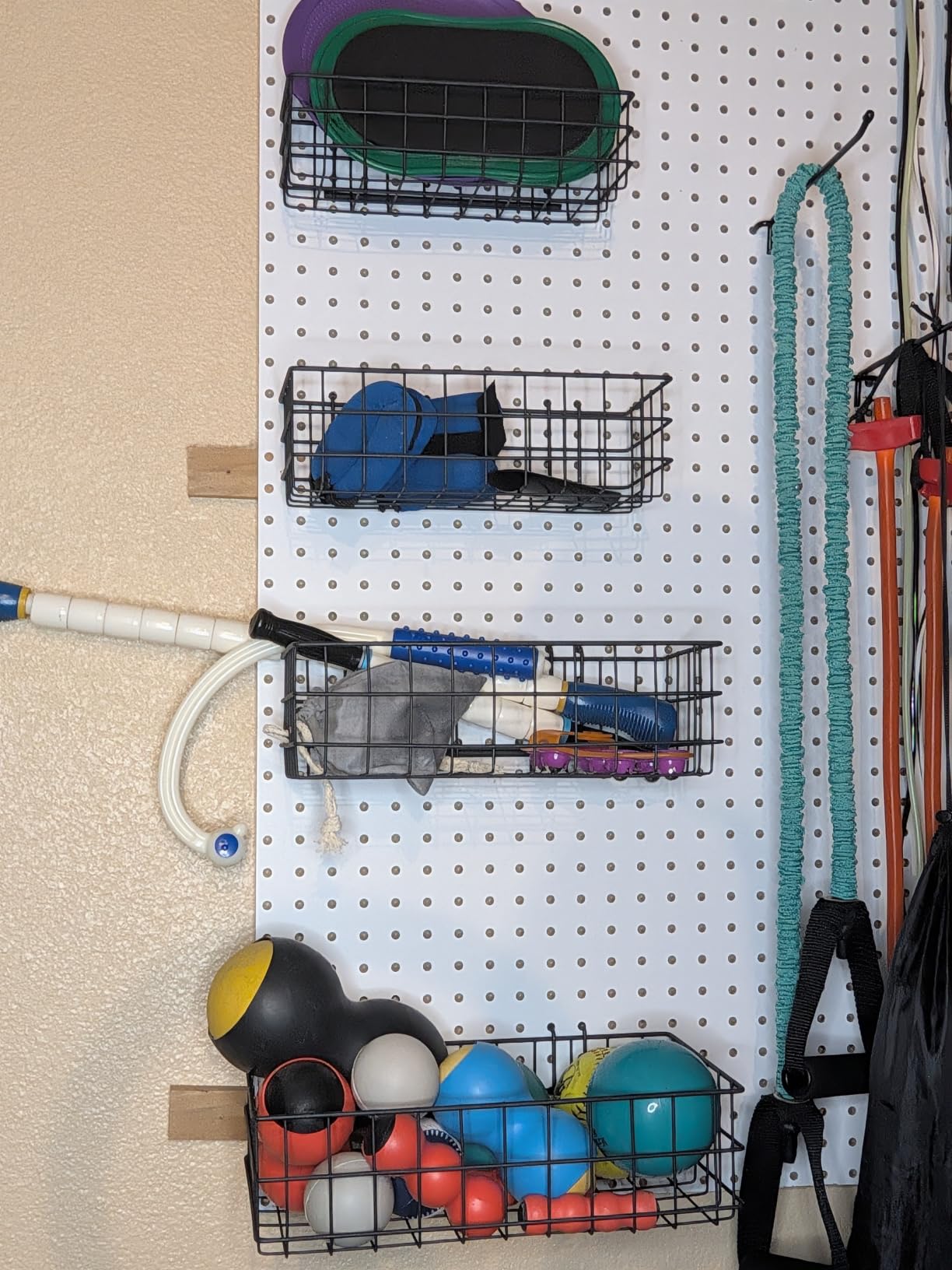 INCLY 4 Pack Pegboard Baskets Bins Set, Black Metal Pegboard Accessories | 4 Size Square Style, Metal Wire Basket, For Any Peg Board Organizing Tools, Workbench Garage Wall Storage customer photo 1