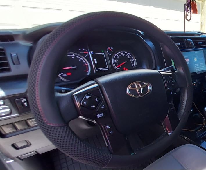 KAFEEK Steering Wheel Cover, Cooling Ice Silk Leather, 15 Inch, Black | Breathable Mesh, Anti-Slip Car Grip, Heat Resistant for Summer, Sweat Proof Comfort customer photo 2