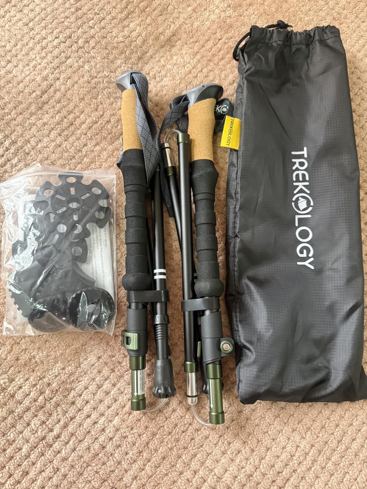 Trekology Trek-Z Cork Grip Collapsible Lightweight Hiking Trekking Poles - Adjustable folding aluminum walking stick for men, women and seniors; foldable, retractable staff for travel and balance customer photo 1