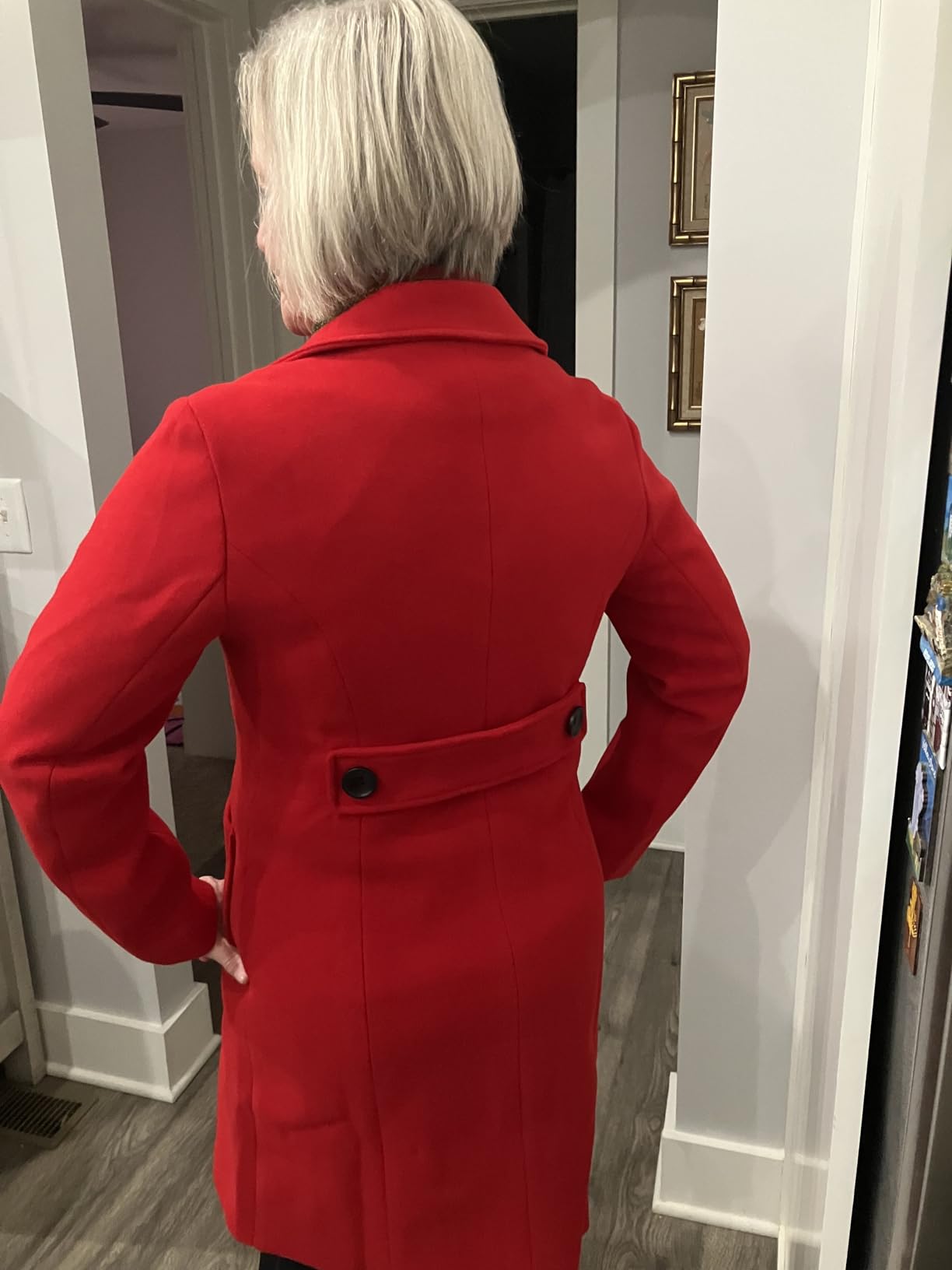 chouyatou Women Elegant Notched Collar Double Breasted Wool Blend Over Coat customer photo 2