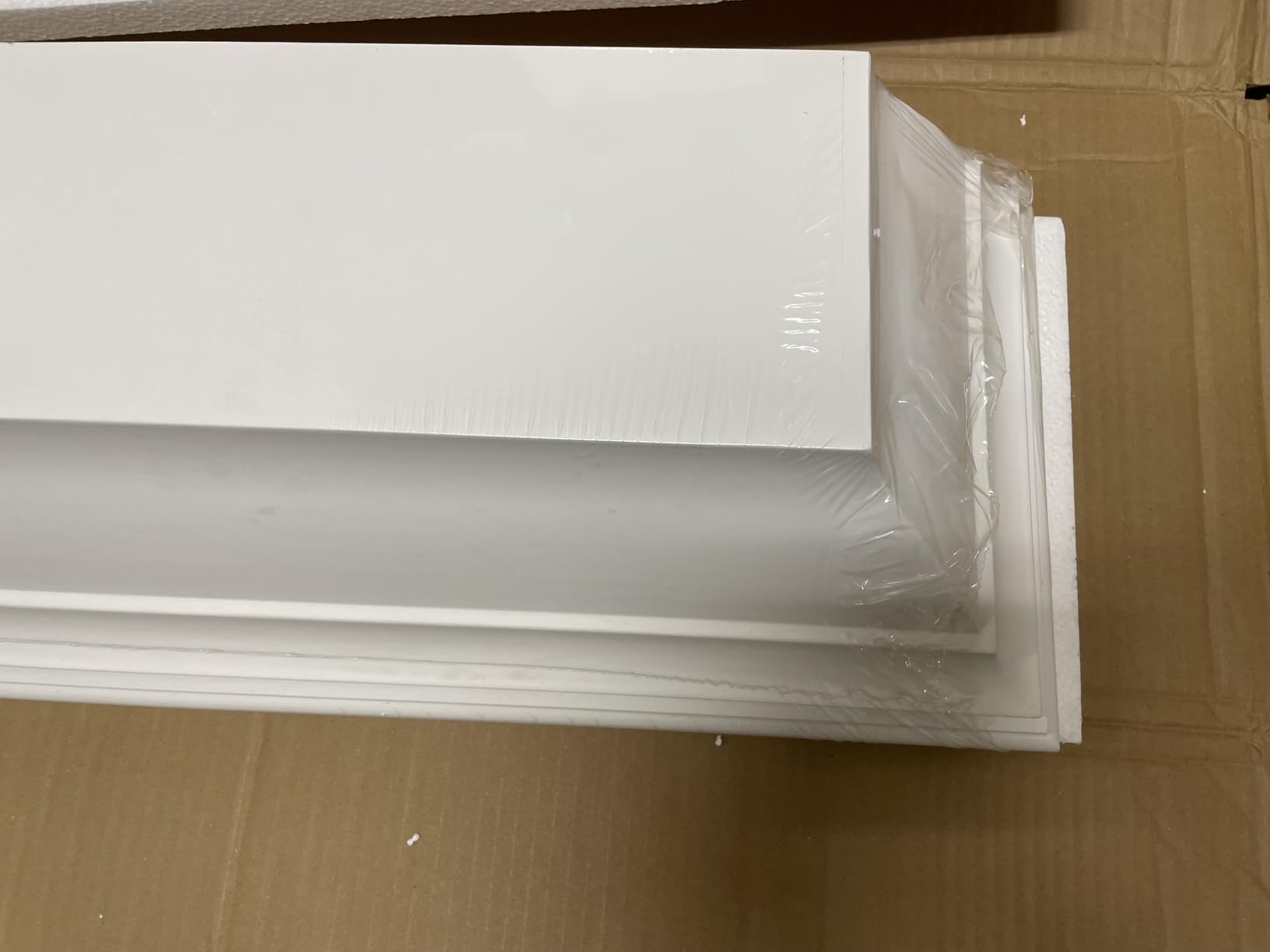 WELLAND 72-Inch Fireplace Mantel Shelf Wall Mounted, White Corona Crown Molding Ledge Floating Shelf, Pinewood customer photo 1