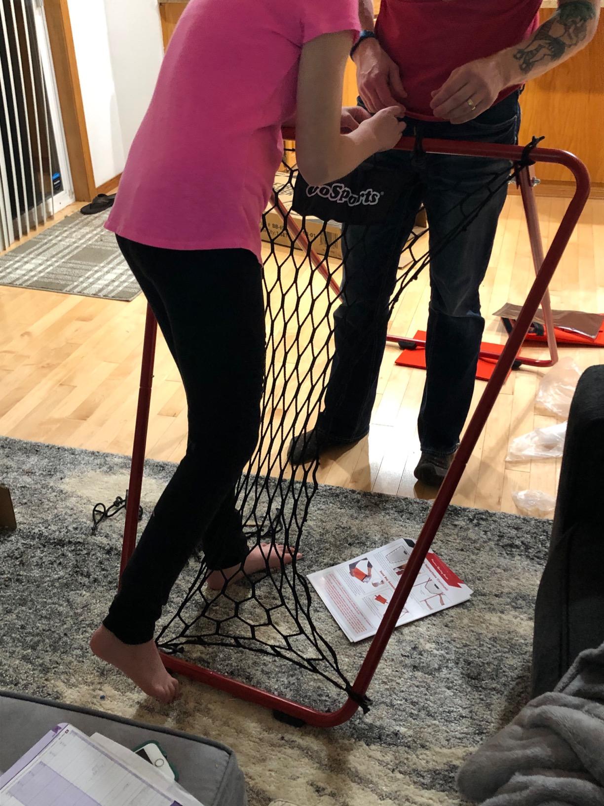 GoSports Basketball Rebounder with Adjustable Frame, Rubber Grip Feet and Sandbags - Portable Passback Training Aid customer photo 2