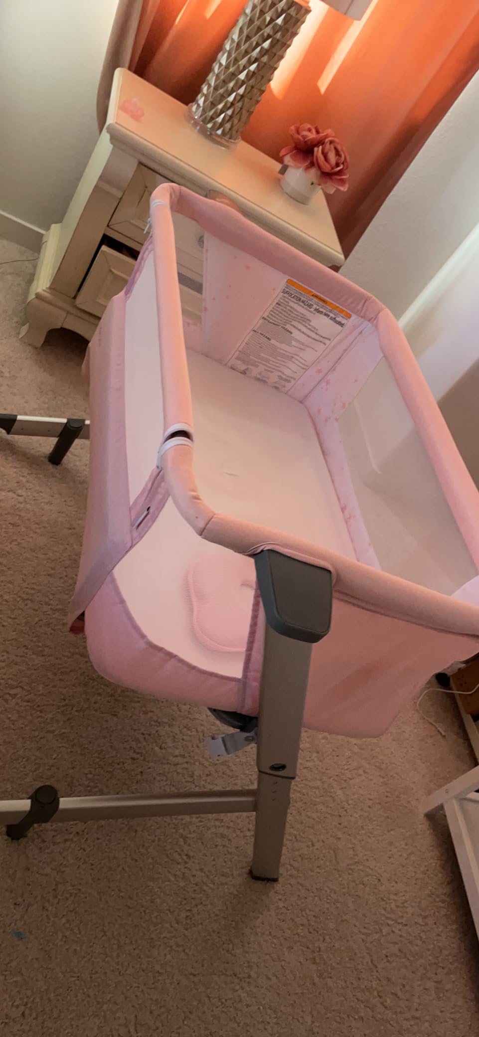 Dream On Me Skylar Bassinet & Bedside Sleeper, Adjustable Height, Grey | Breathable Mesh Sides, Plush Mattress Pad, Wheels with Safety Locks, Compact Fold & Travel Bag Included, BSA Verified customer photo 2