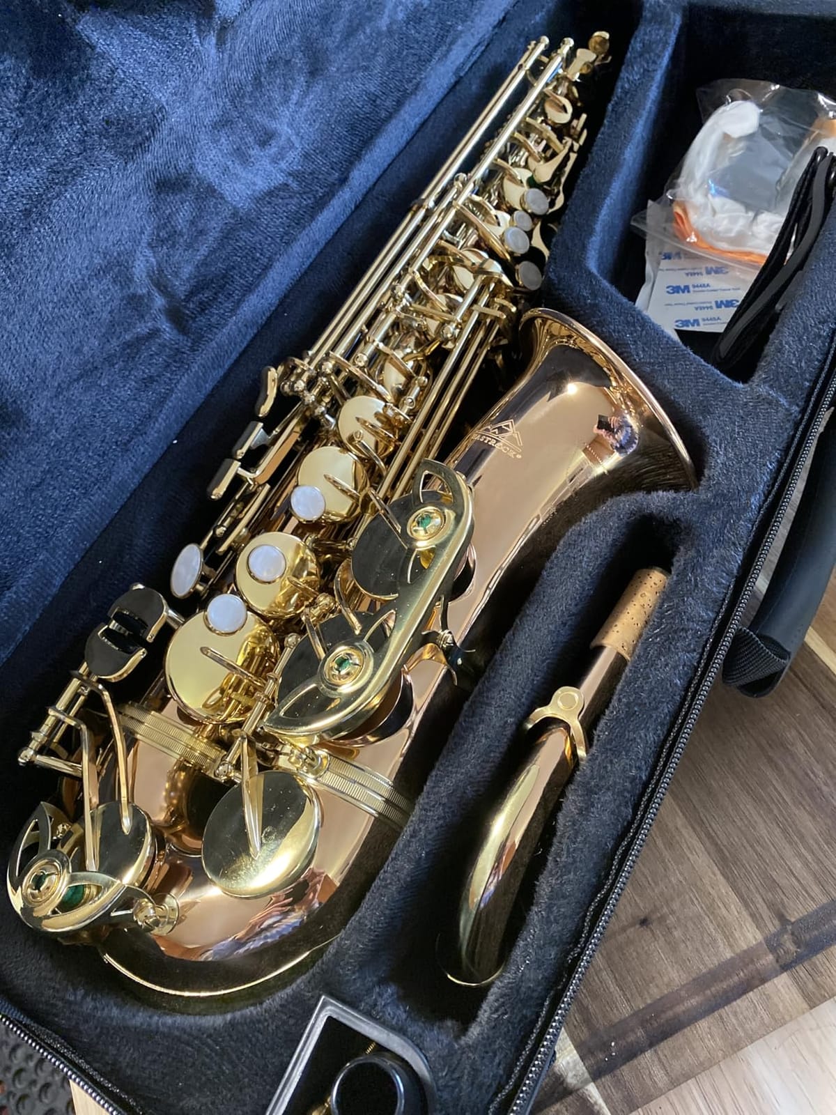 EASTROCK E Flat Alto Saxophone Blue/Golden Sax for Beginners and Students | Alto Sax Kit-Carrying Case, Mouthpiece, Reeds, Cushion Pads, Cleaning Kit, Gloves, Neck Strap for Practice & Performance customer photo 1