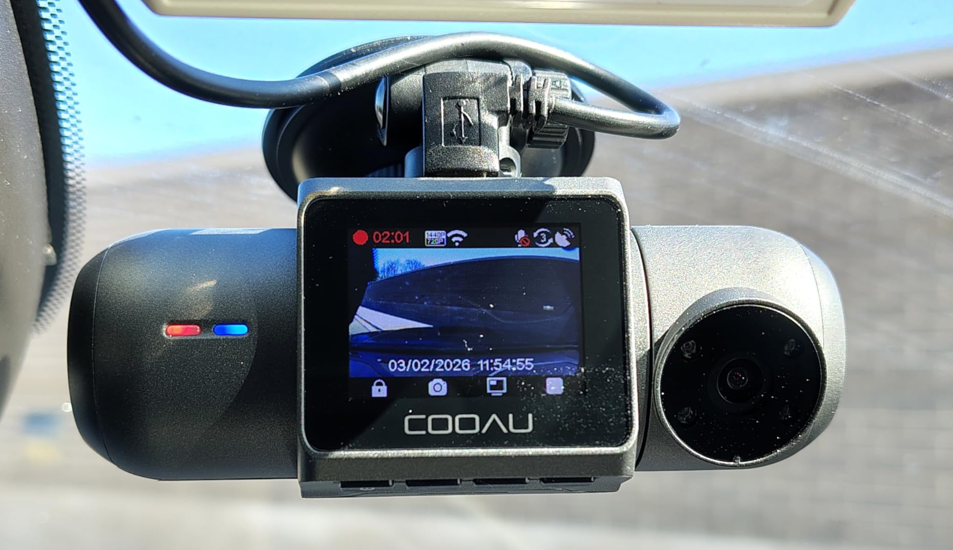 COOAU D30S 4K Dash Cam with GPS Wi-Fi, Front and Inside Dual 2.5K 1080P, Uber Car Camera with Infrared Night Vision, Supercapacitor, 4 IR LEDs, G-Sensor, Parking Mode, Loop Recording customer photo 1