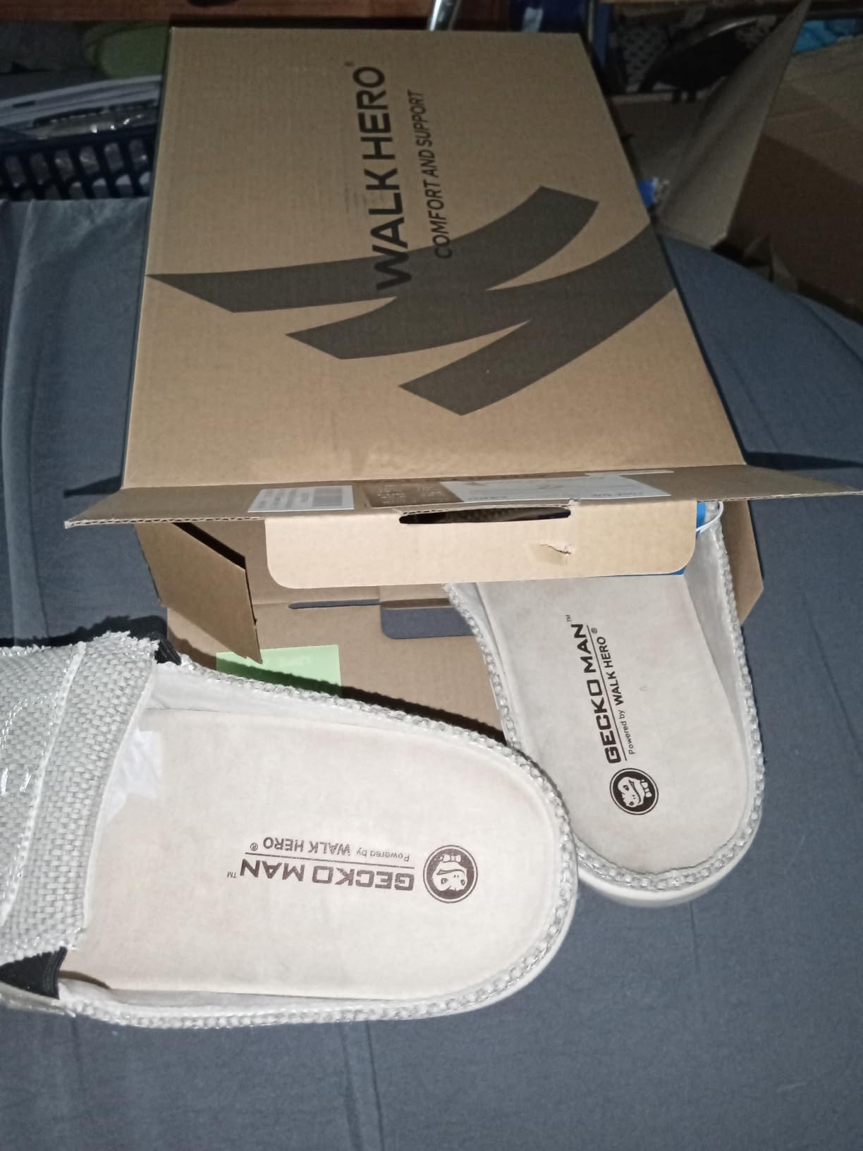 Men's Canvas Slippers Velvet Lining, Slip-on House Shoes with Arch Support | Non-Slip Rubber Sole, Indoor and Outdoor, Wide Toe Box, Gift-Ready customer photo 2