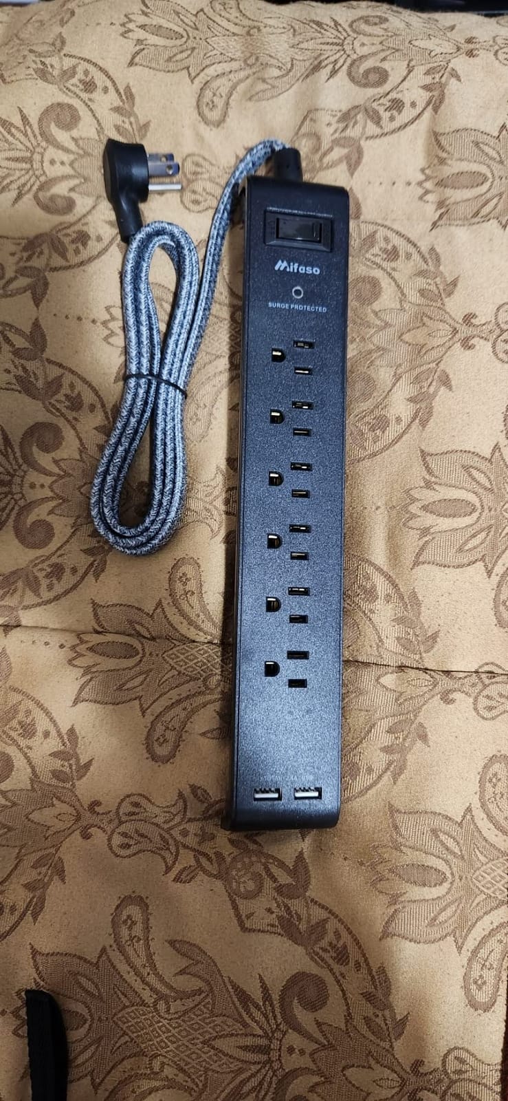 2 Pack Surge Protector Power Strip with 6 Outlets 4 USB Ports | 5-Foot Long Heavy-Duty Braided Extension Cords Flat Plug 900 Joules 15A Circuit Breaker Wall Mount for Home Office ETL Listed customer photo 2