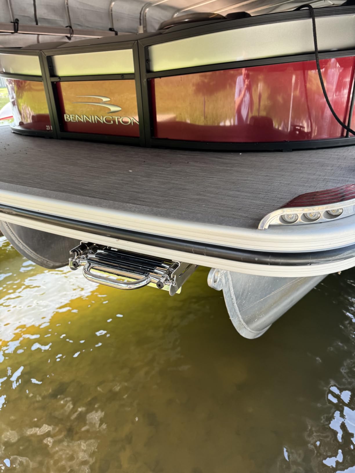 4 Step Boat Ladder Under Platform Slide Mount Boat Boarding Ladder, Telescoping Ladder with a Carry Handle and Mounting Screws, Press-Type Spring Latch (4 Steps) customer photo 1