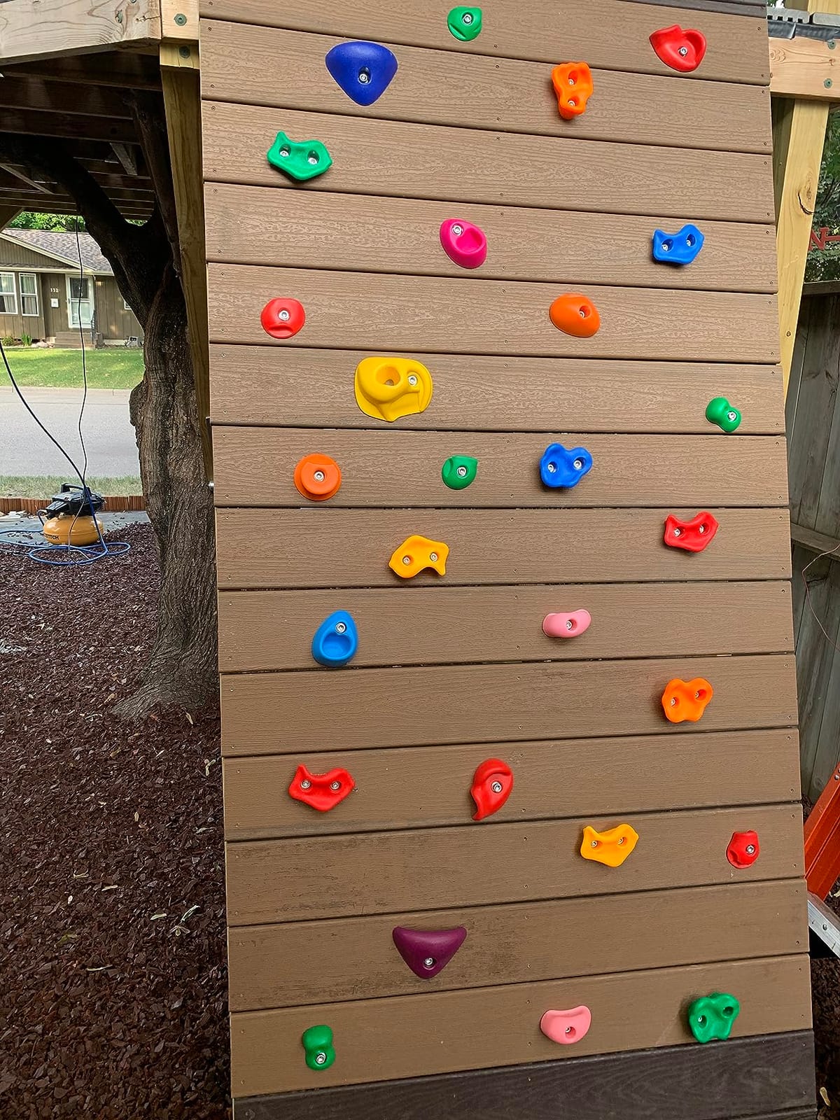 Rock Climbing Holds, Colorful Textured Wall Rocks with Hardware | Textured climbing rocks with bolts and washers for compatible wood playsets, indoor walls, backyard walls, and route setups customer photo 1