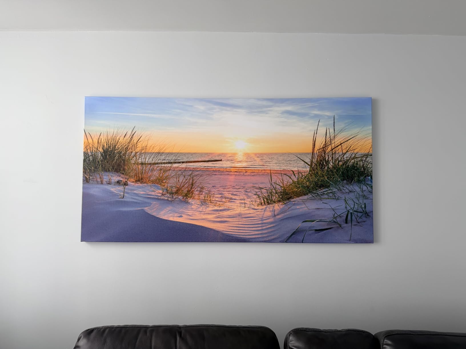 Canvas Wall Art For Living Room Super Large Size Wall Decor For Office Canvas Art Framed Pictures Artwork Blue Sun Beach Grass Ocean Landscape Paintings Bedroom Decor Seascape Draw Home Decorations customer photo 2
