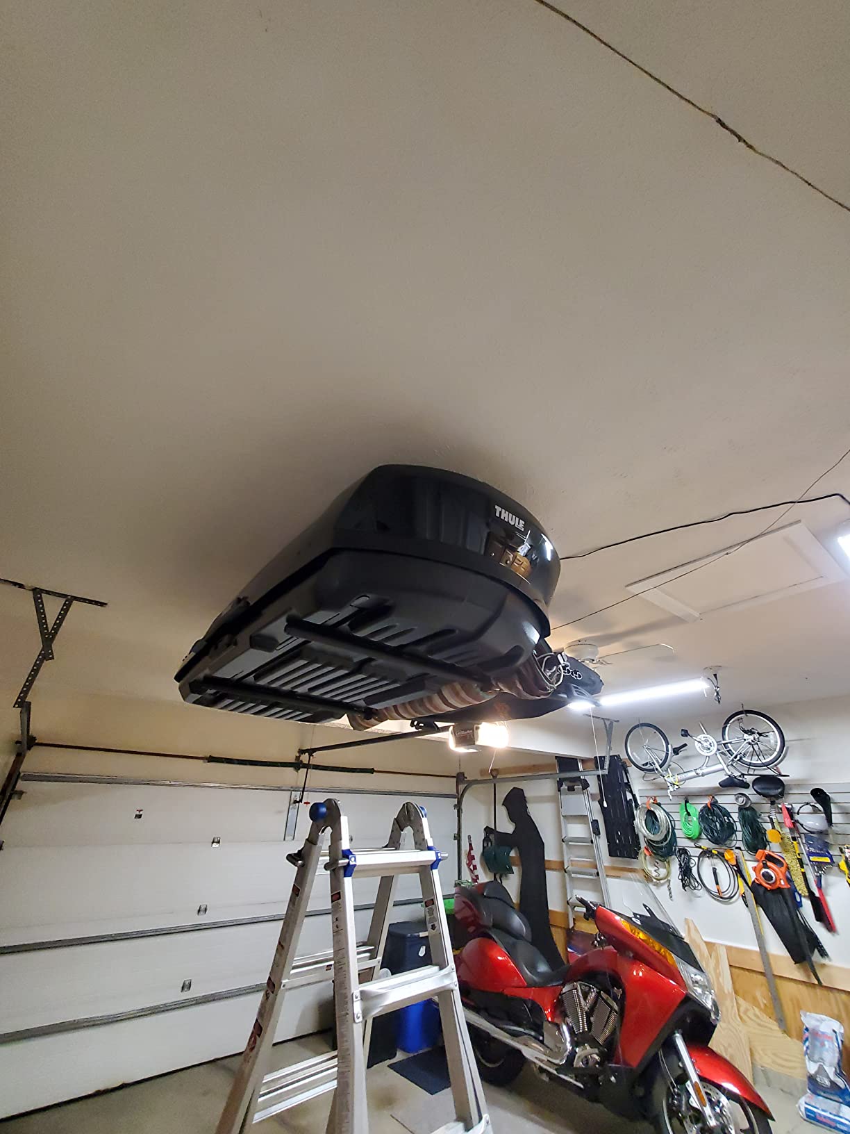 StoreYourBoard Standup Paddle Board and Surfboard Garage Storage Rack - Adjustable Ceiling Mount Hanger for SUP Storage, Heavy Duty Overhead Paddleboard Organizer for Garage, Space Saving Rack customer photo 2