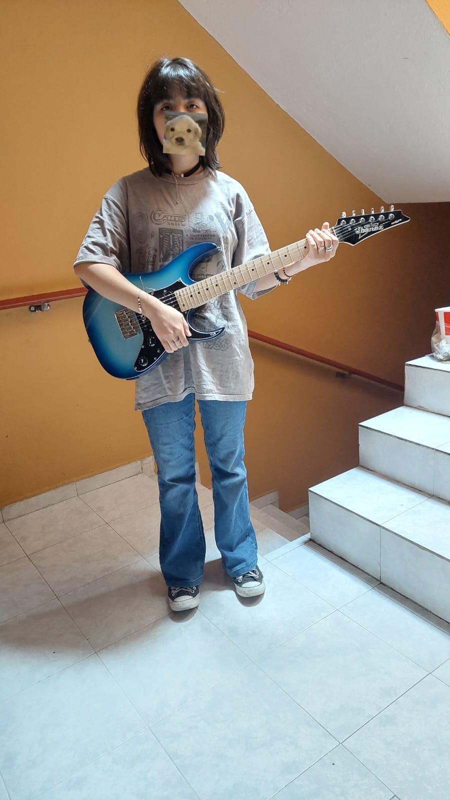 Ibanez GRGM21 GIO Mikro Electric Guitar, Blue Burst | Travel guitar with 24 frets, dual humbuckers and maple fretboard customer photo 1