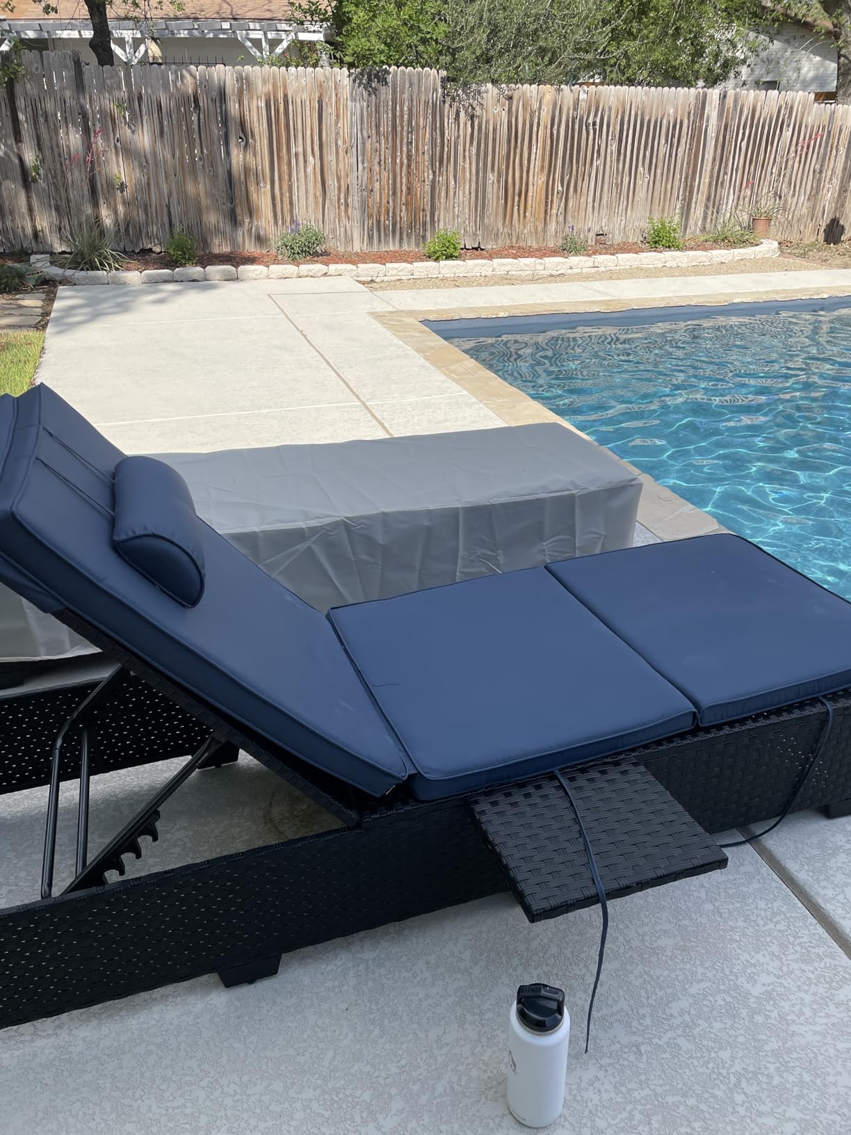 WAROOM Outdoor Chaise Lounge Chairs for Outside Patio Furniture Set of 2 Wicker Recliner Black Rattan Sunbathing Lounger Adjustable Backrest Pool Reclining Chair, Khaki Cushion customer photo 2