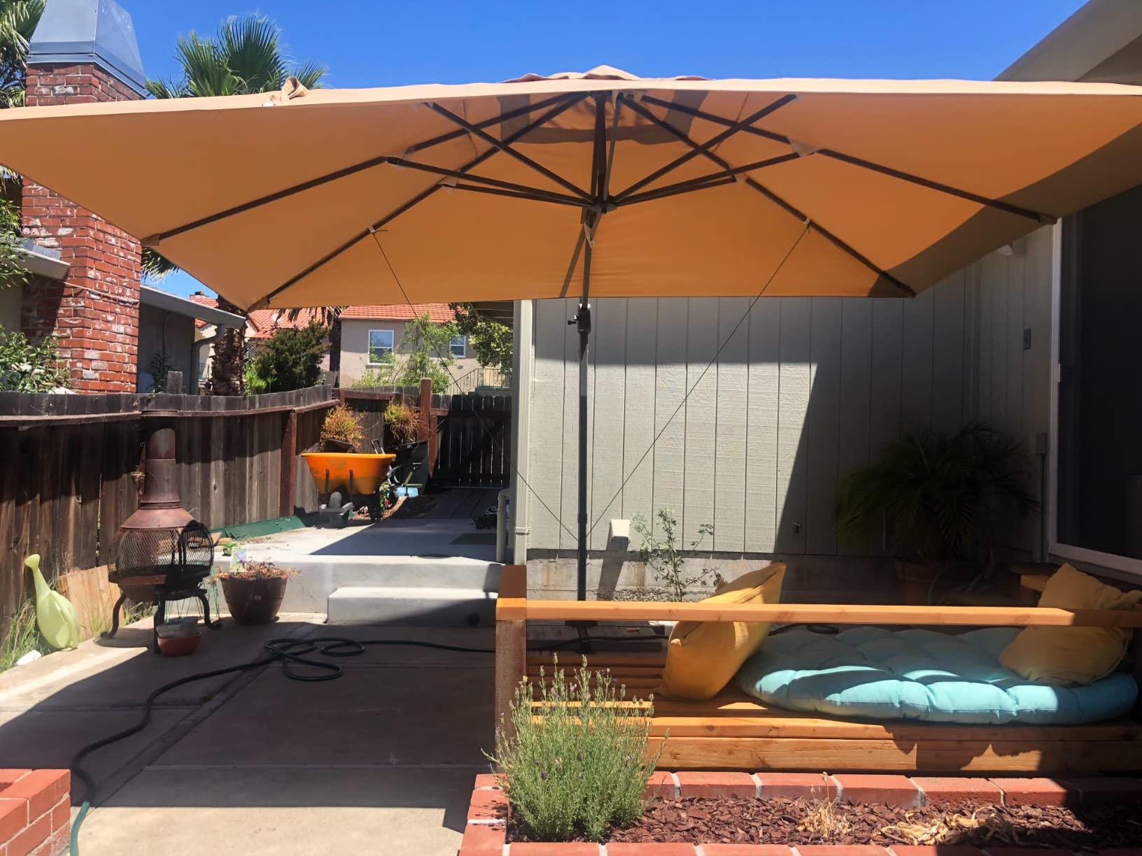 Sunnyglade 10x13Ft Cantilever Patio Umbrella Rectangular Deluxe Offset Tan | 360°Rotation Offset Patio Umbrella UV-Resistant Waterproof 4-Level Tilt & Sturdy Aluminum Frame for Garden Deck Pool Yard customer photo 1