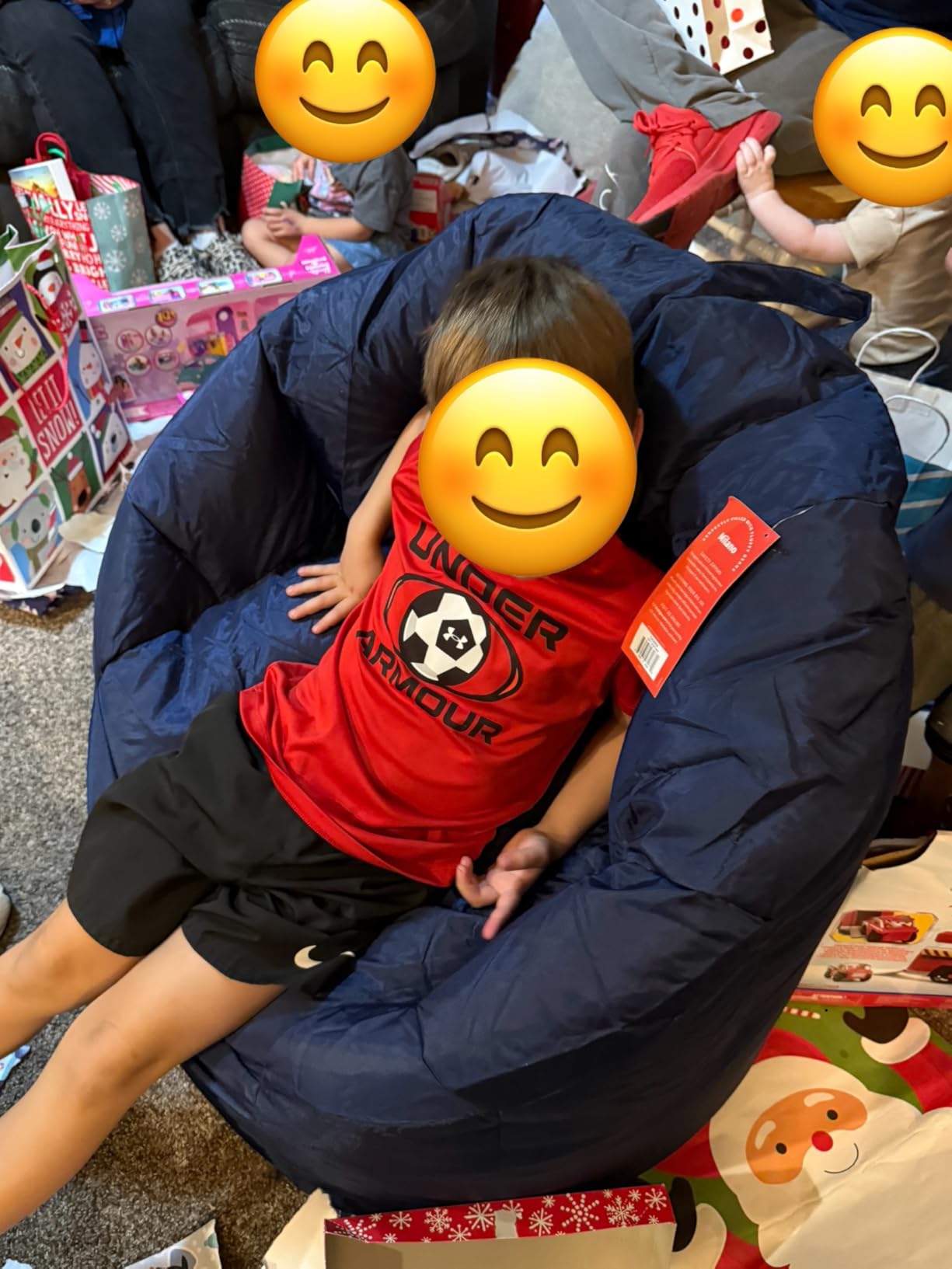 Big Joe Milano Bean Bag Chair for Kids, Teens, Adults, Durable Easy-Clean Navy Smartmax, Nylon Polyester Blend, Lightweight Seat for Reading Nook and Gaming, 2.5 Foot Refillable customer photo 2