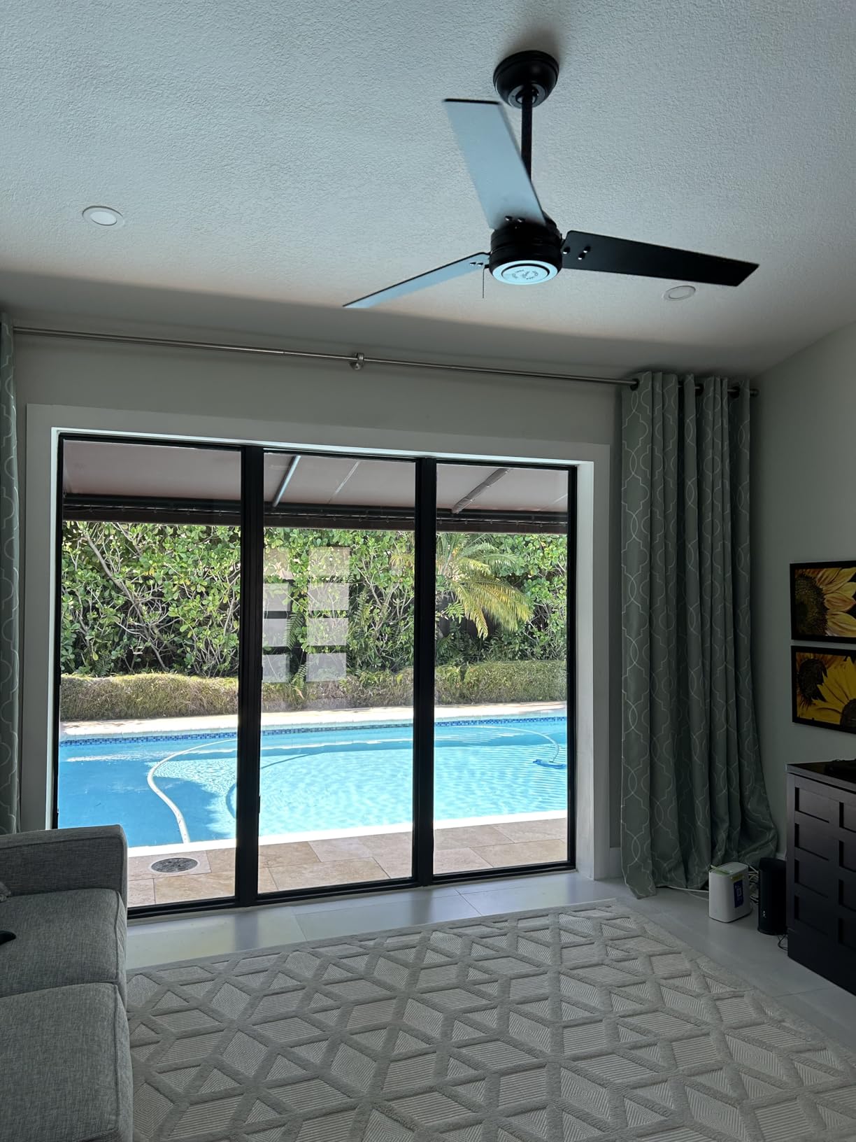 Hunter Cassius, Outdoor or Indoor, Ceiling Fan, 44 inch, Matte Black | No Light, Standard Mount, Pull Chain, 3 Blades, For Living Room, Patio, Porch, Garage customer photo 1