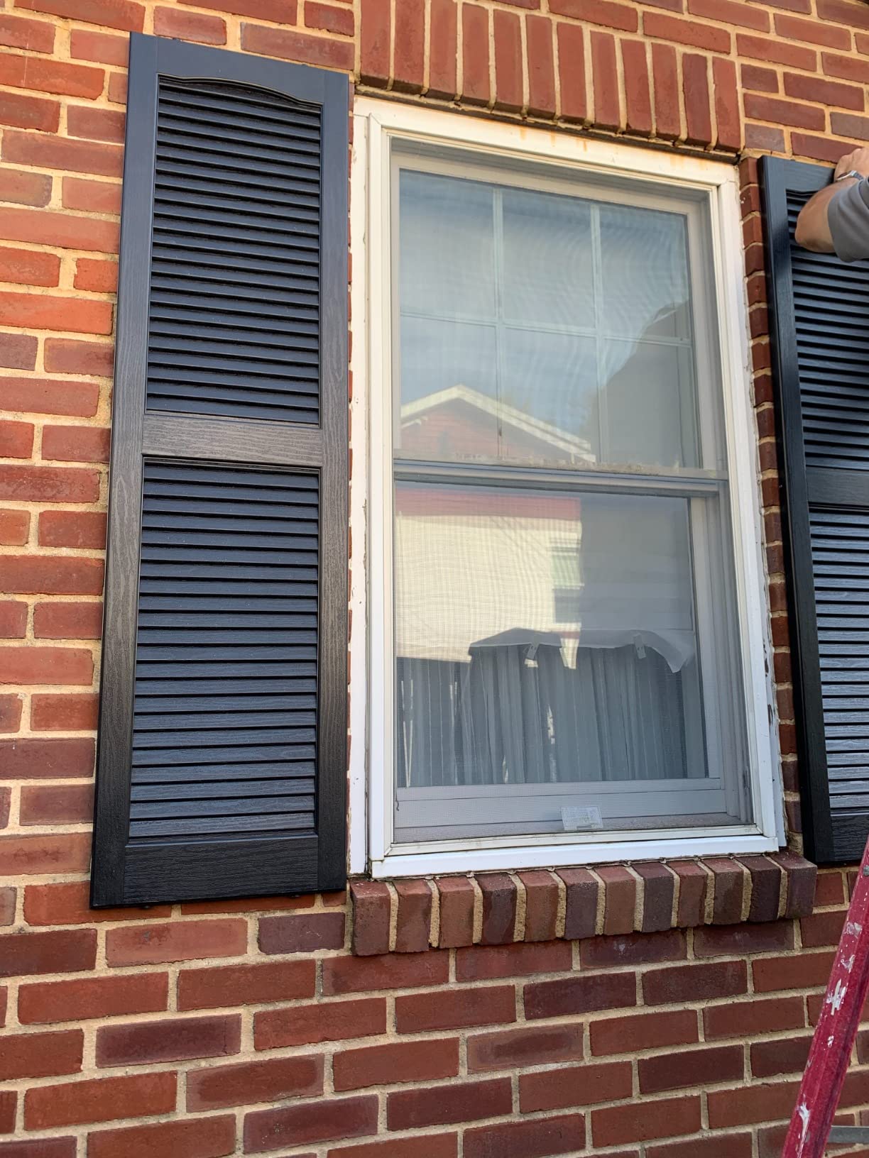 Polaris Homeside Open Louver Vinyl Shutters (1 Pair) 14-1/2in. x 59in. - 930 White customer photo 2