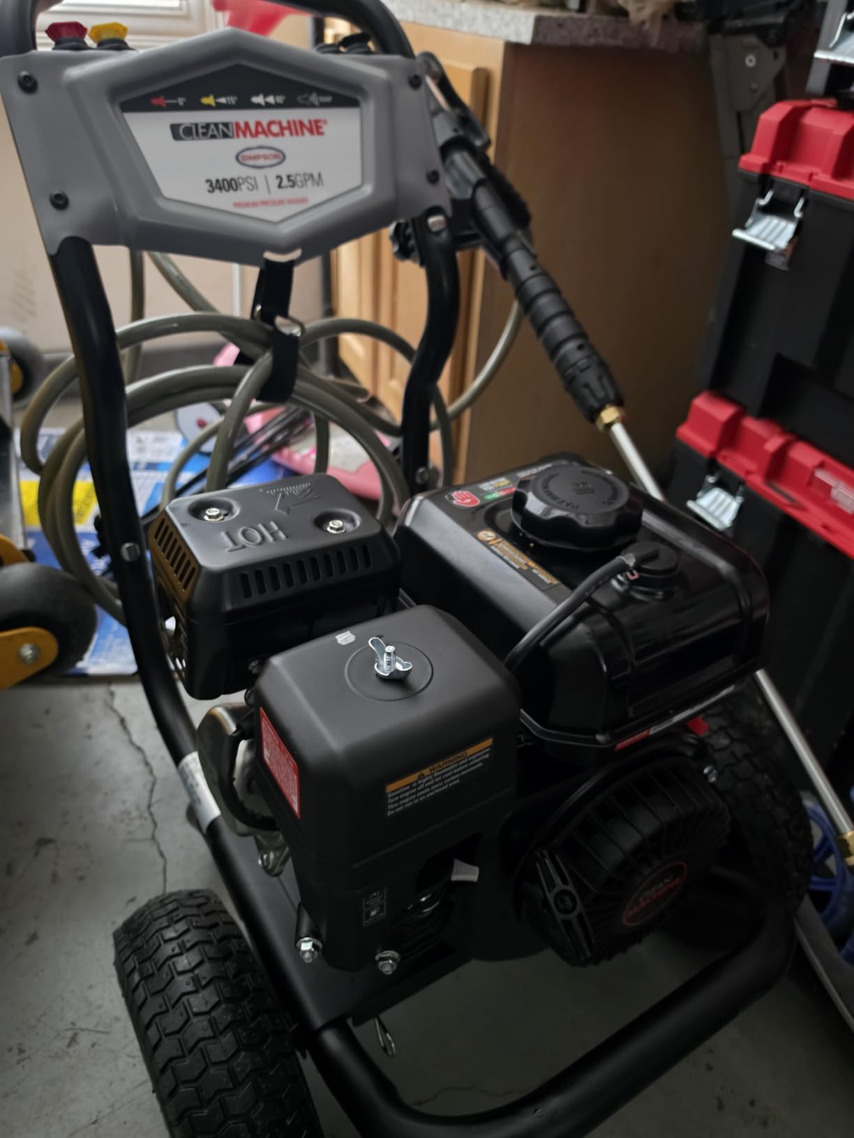 Simpson Clean Machine 3400 PSI Gas Pressure Washer, 2.5 GPM, CRX Engine, AAA Axial Cam Pump, 25' Hose, 5 Nozzles, Low-profile Frame, CM61083 customer photo 1