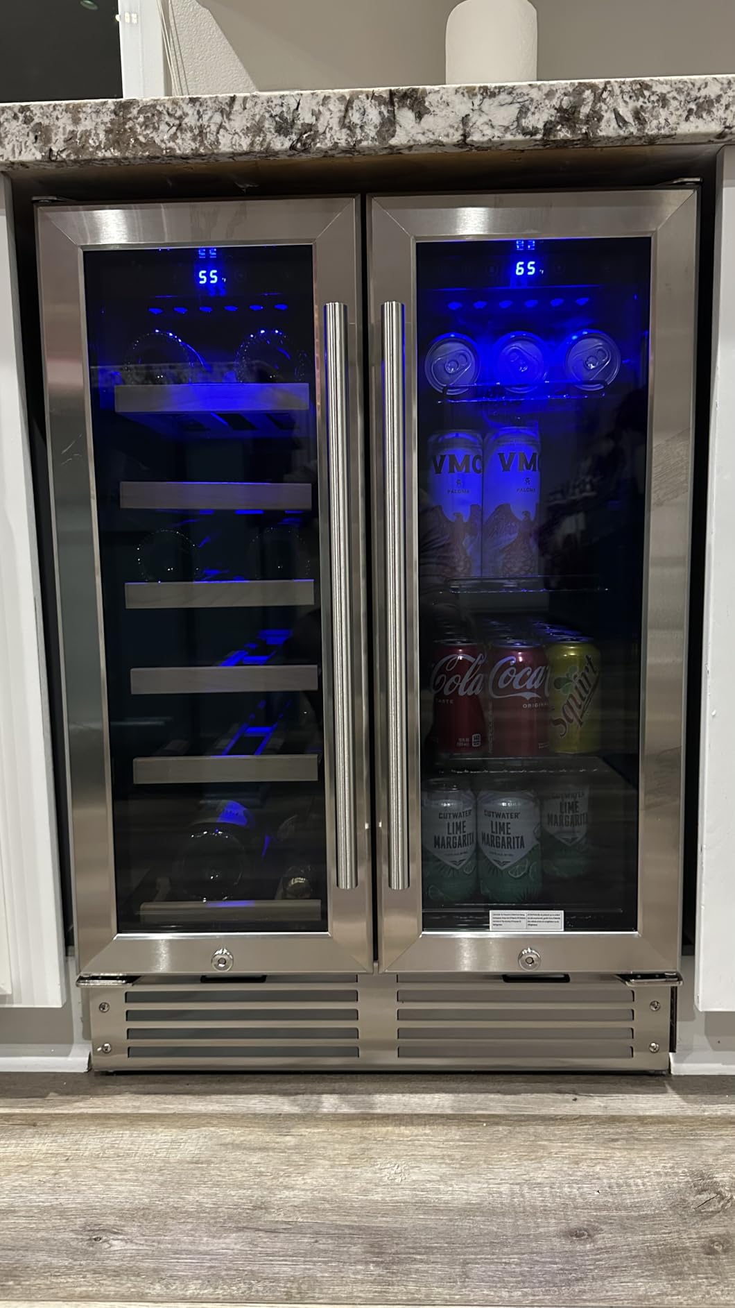 Antarctic Star Wine and Beverage Refrigerator, 24 Inch Dual Zone Wine Cooler with Glass Door, Built in or Under Counter Wine Fridge with Blue LED Light, 18 Bottles and 66 Cans Capacity Beverage Cooler customer photo 2