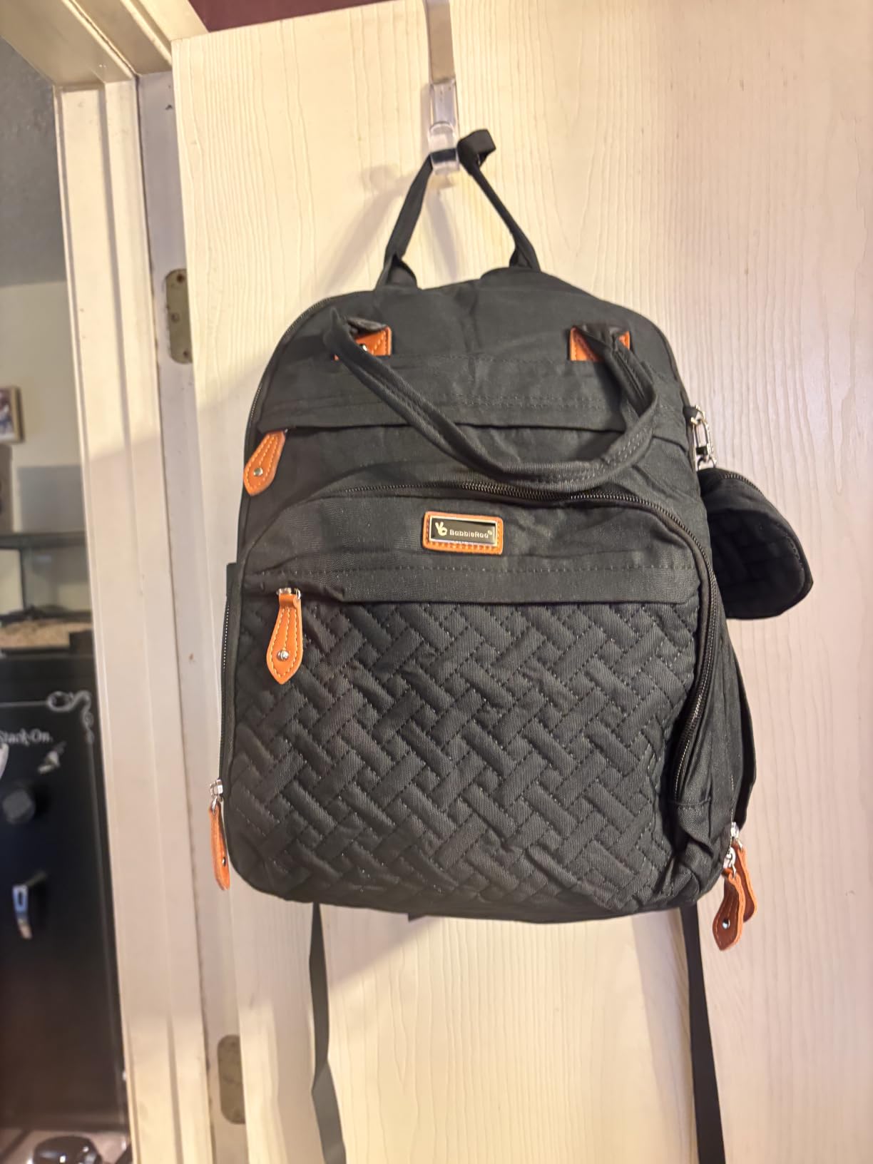 BabbleRoo Diaper Bag Backpack - Multi Function Water Resistant Diaper Bag, Travel Essentials Baby Bag with Changing Pad, Stroller Straps & Pacifier Case - Unisex, Black customer photo 2