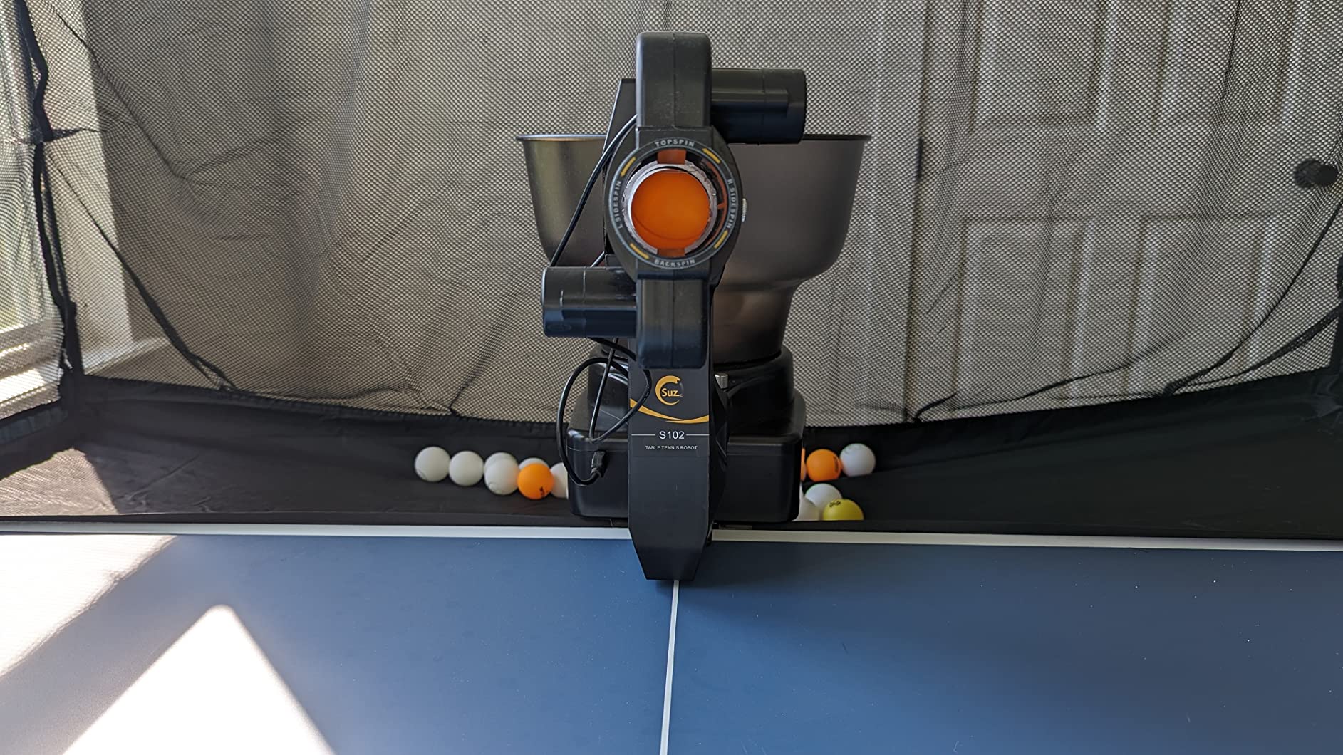 Suz S102 Table Tennis Robot Wireless Remote Trainer customer photo 2