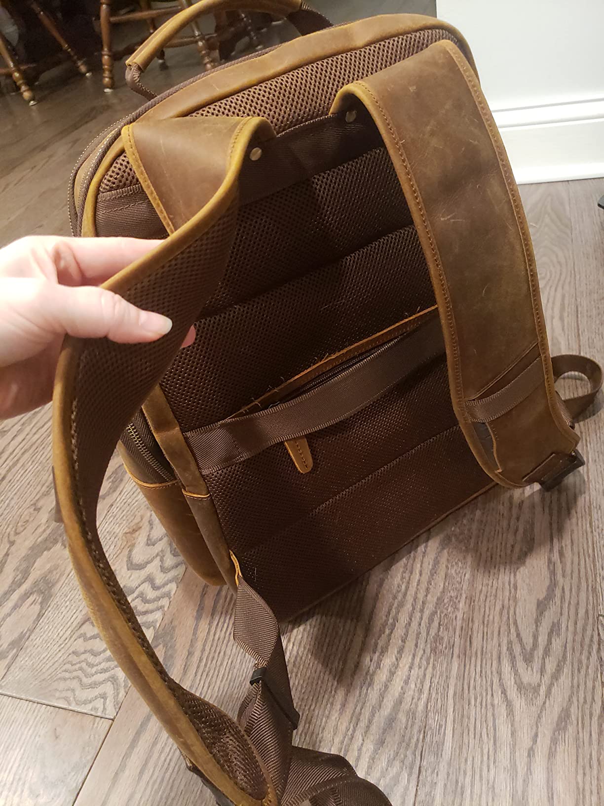 TIDING Men's Leather Backpack 14