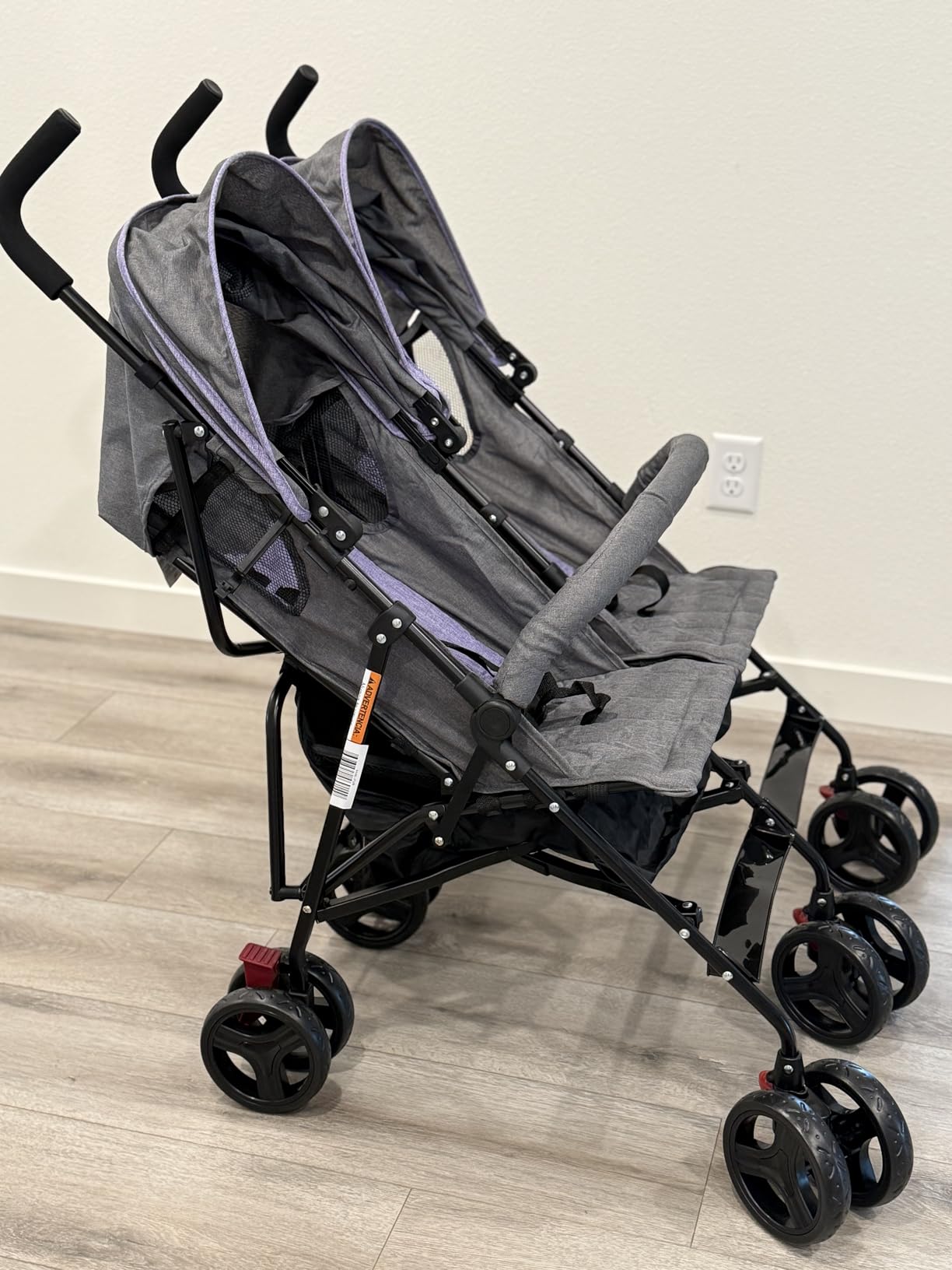 Dream On Me Volgo Side-by-Side Twin Umbrella Toddler Stroller, Black | 5 Point Safety Harness, Smooth Swivel Wheels, Lightweight, Adjustable Double Canopy, Storage Basket, 40 Lb Limit Each Seat customer photo 2