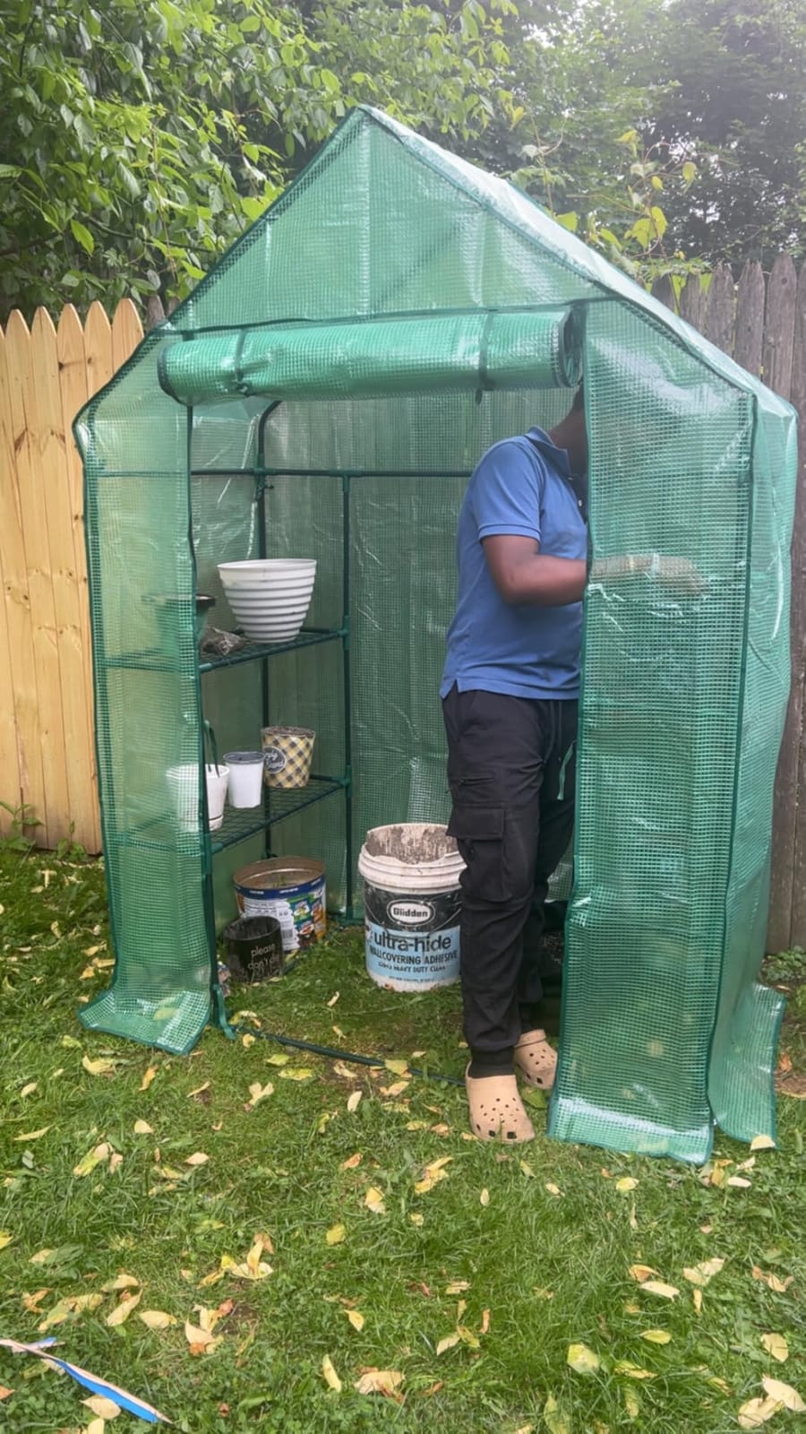 56x30x76 Portable Walk-in Greenhouse for Outdoors, Plant House with Shelves | Green PE Cover, Three Shelf Levels on Each Side, Roll-Up Zipper Door, Steel Frame, Anchors and Ropes for Seedlings and Herbs customer photo 1