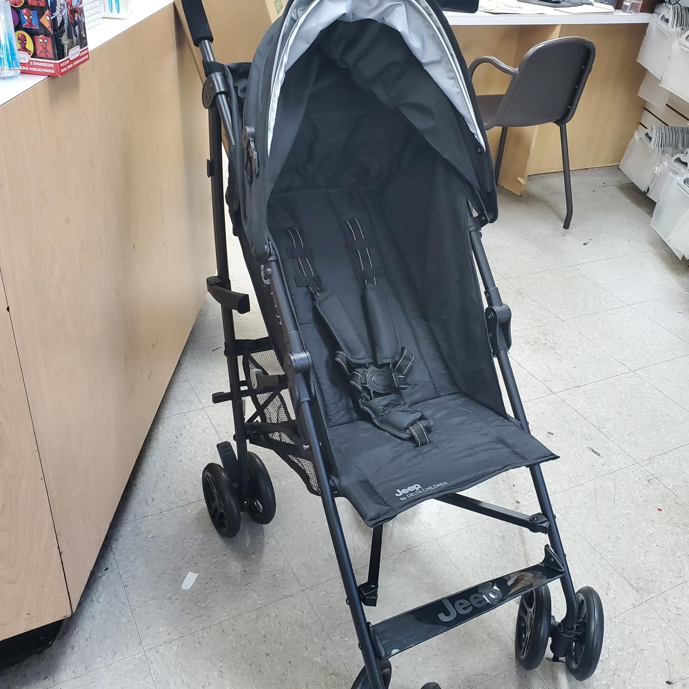 Jeep PowerGlyde Plus Stroller by Delta Children Lightweight Travel Stroller with Smoothest Ride, Aluminum Frame, 4-Position Recline, Extra Large Storage Basket, Black customer photo 2
